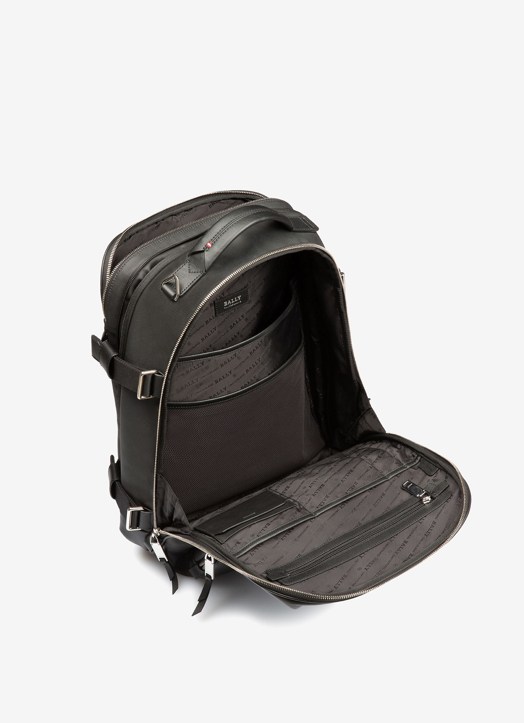 Veltan Cotton Mix & Leather Backpack In Black - Men's - Bally - 04