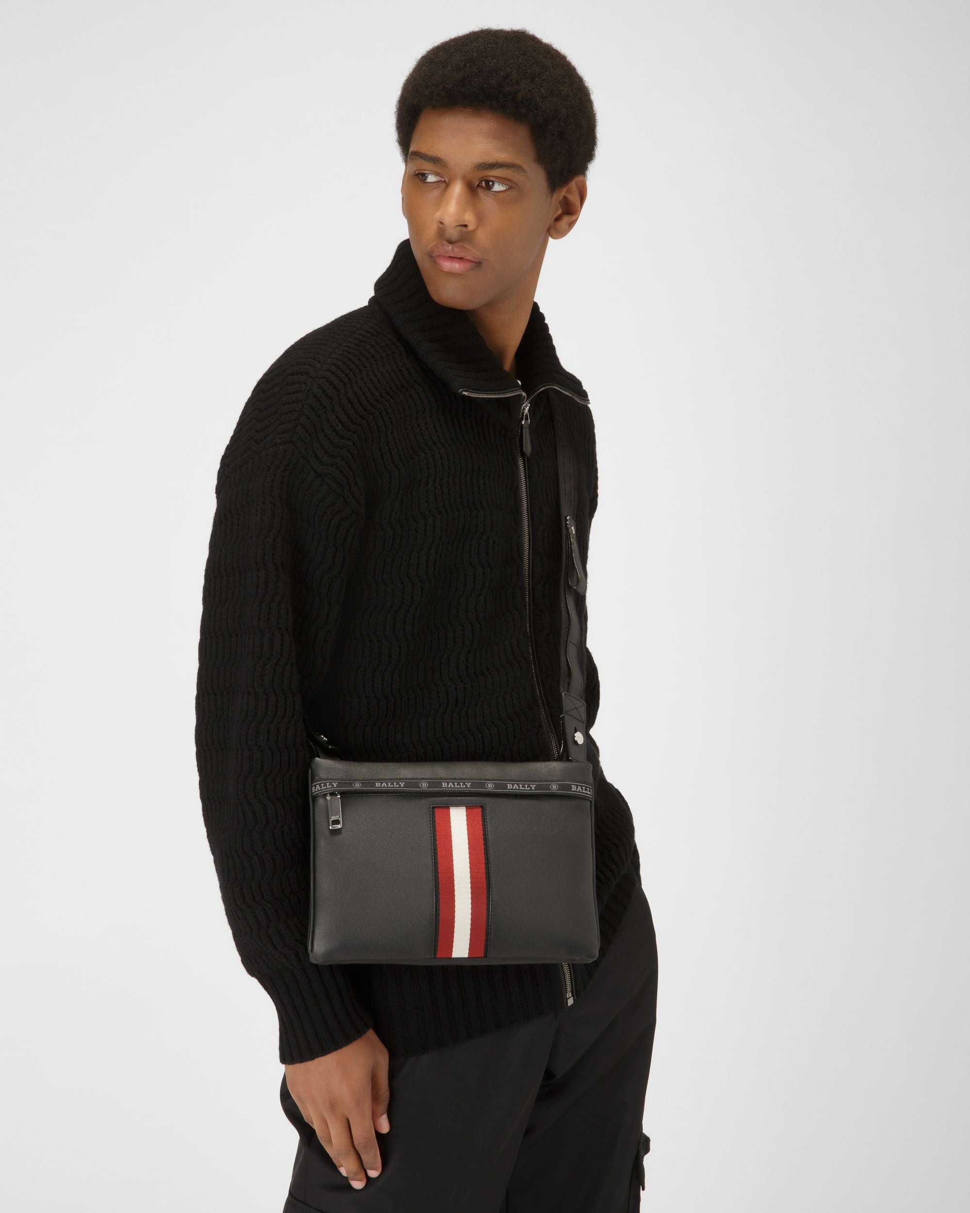 Harvey Leather Crossbody Bag In Black - Men's - Bally - 01
