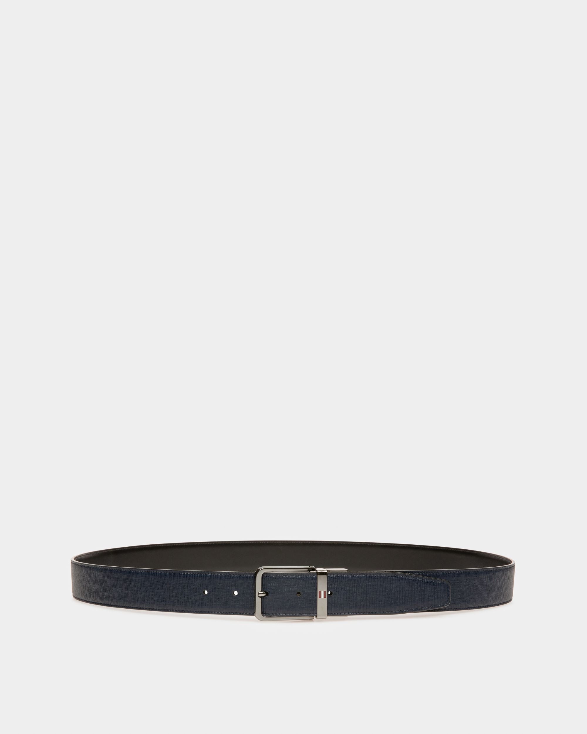 Arkin Leather 35Mm Belt In Navy & Black - Men's - Bally - 01