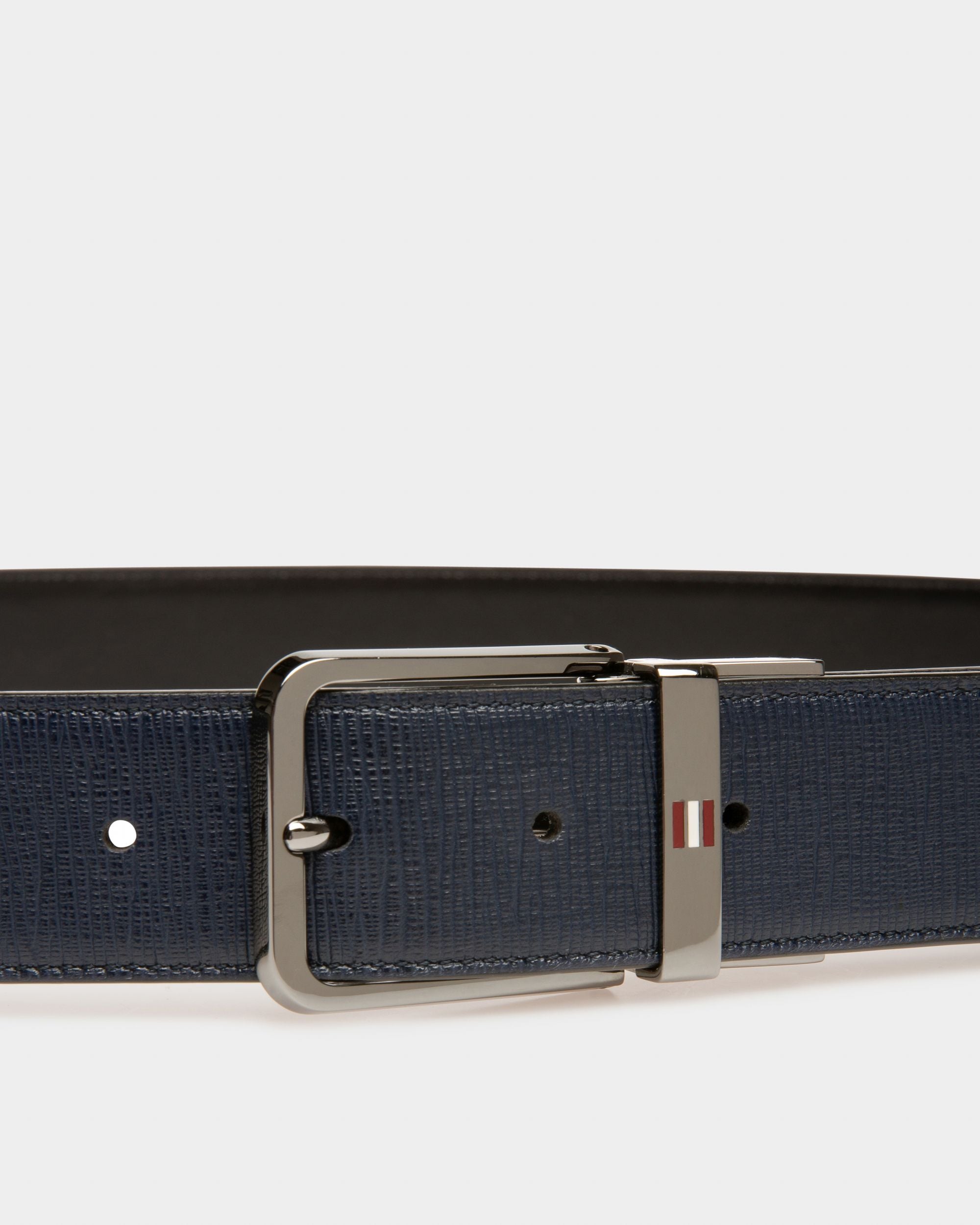 Arkin Leather 35Mm Belt In Navy & Black - Men's - Bally - 03
