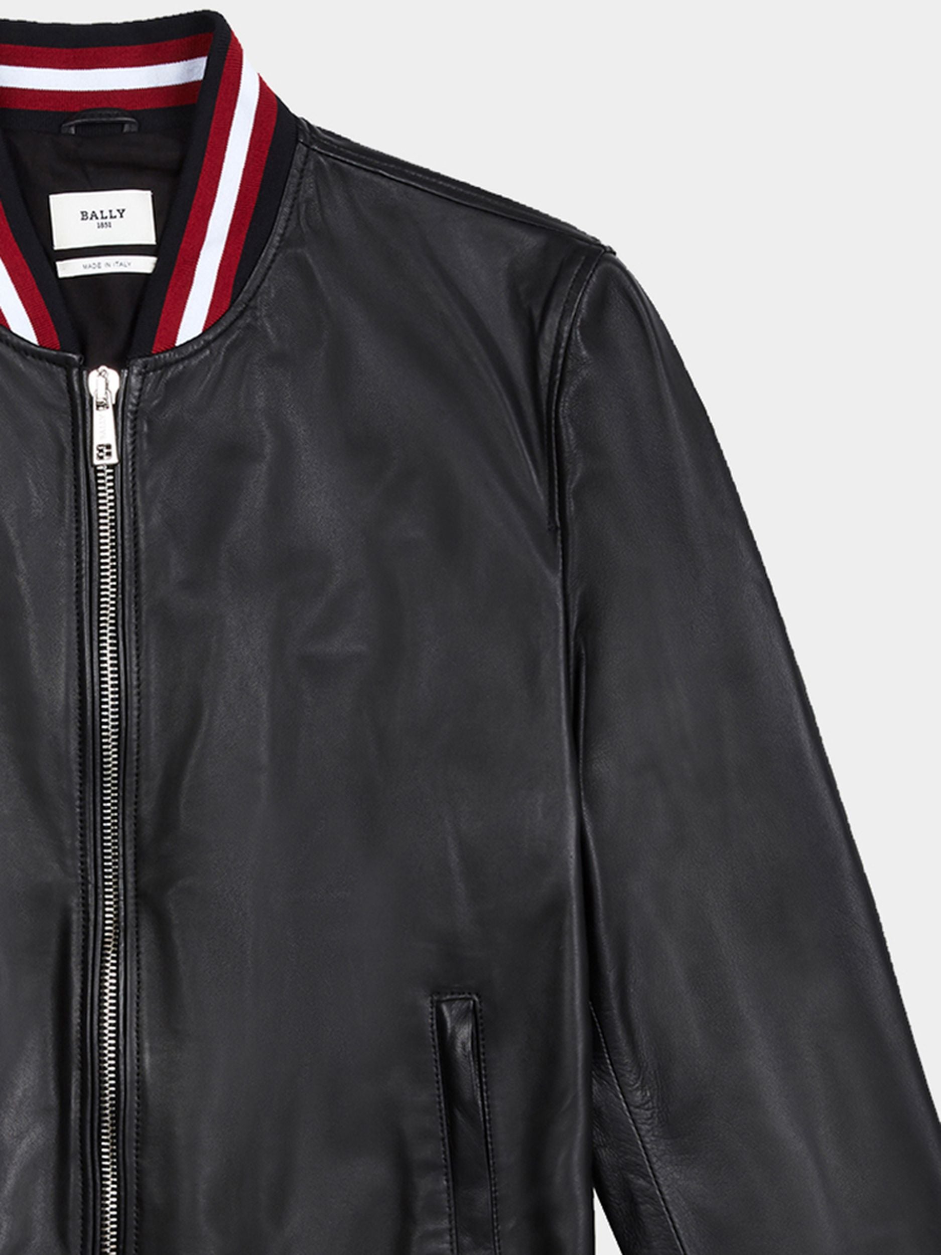 Men's Black Leather Jacket - Men's - Bally - 02