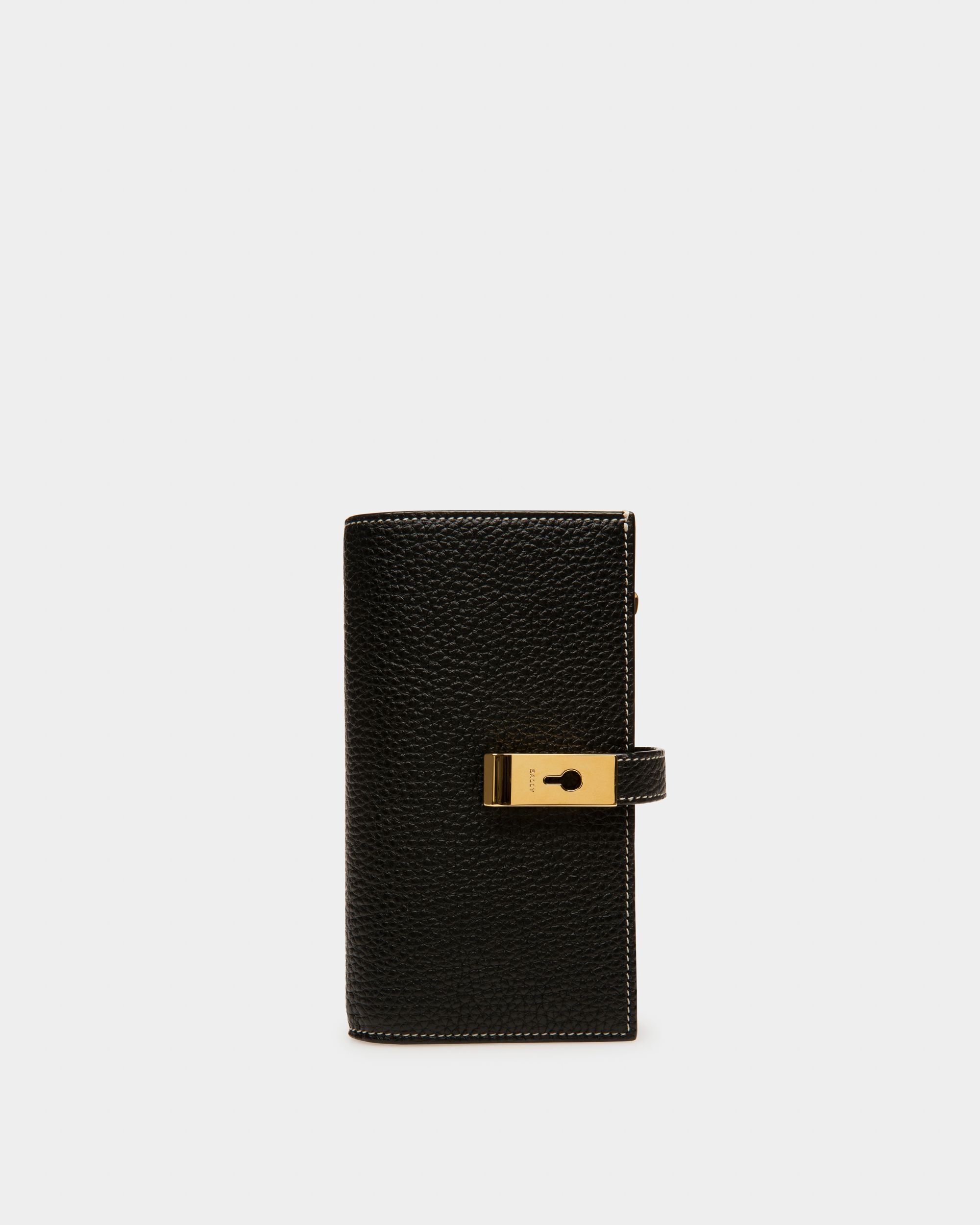 Cartera Francesa Lock Me De Piel Negra - Mujer - Bally - 01