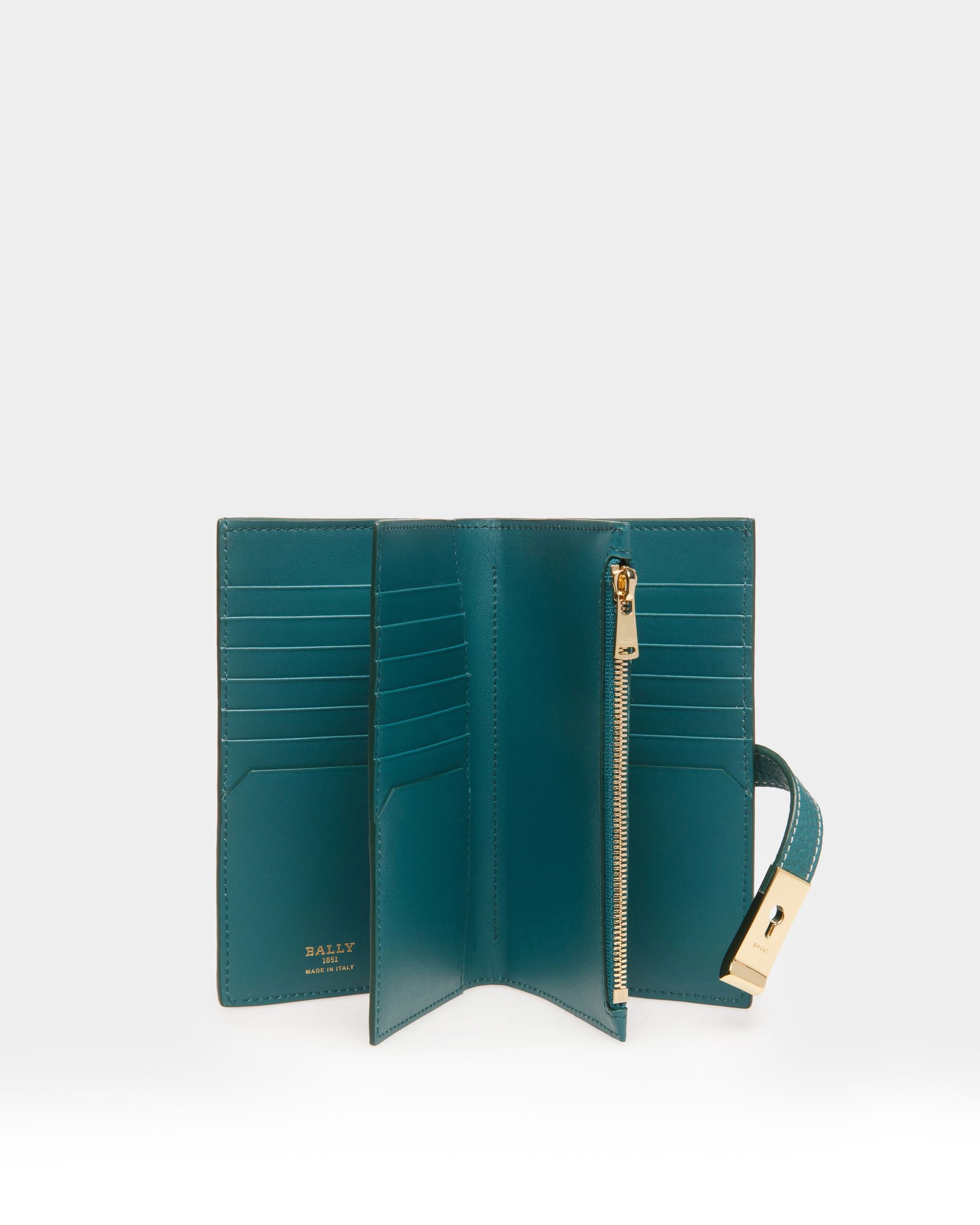 Amber Cartera De Estilo Francés En Cuero De Color Verde Oscuro - Mujer - Bally - 03