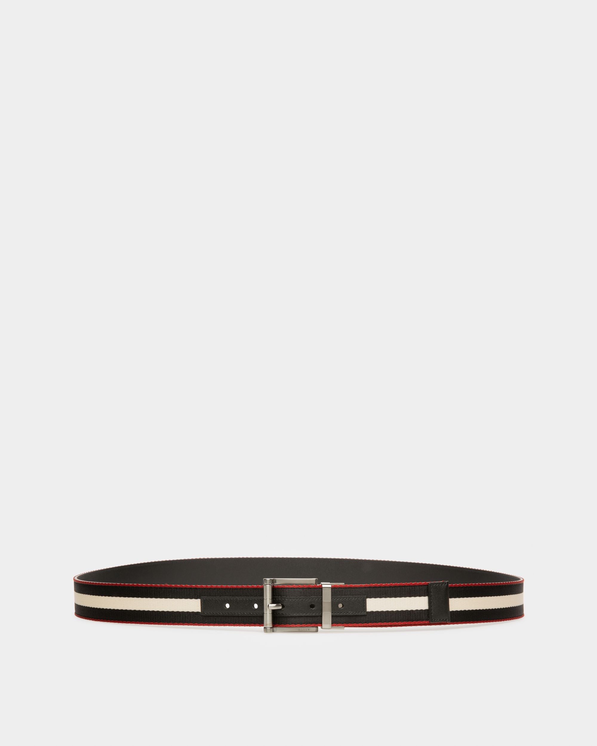 Taylan Cinturón De Piel Y Tela En Negro - Hombre - Bally - 01