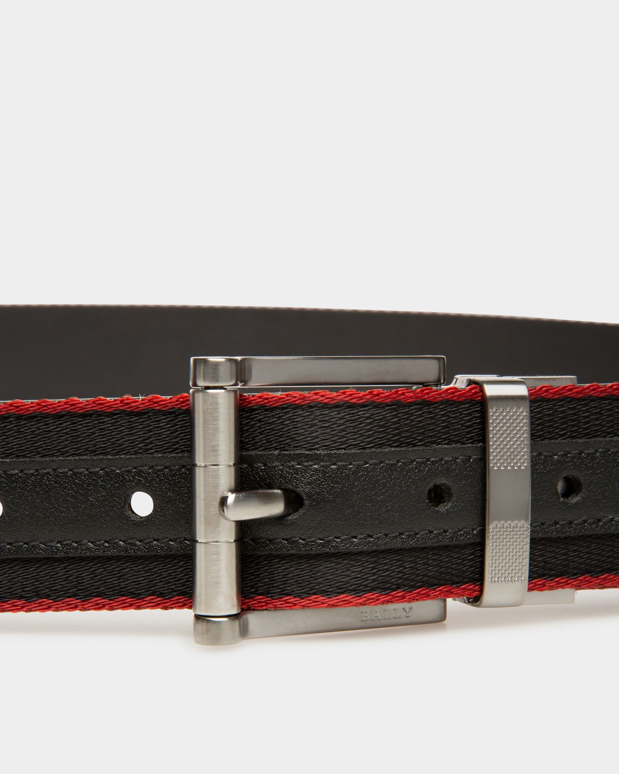 Taylan Cinturón De Piel Y Tela En Negro - Hombre - Bally - 03