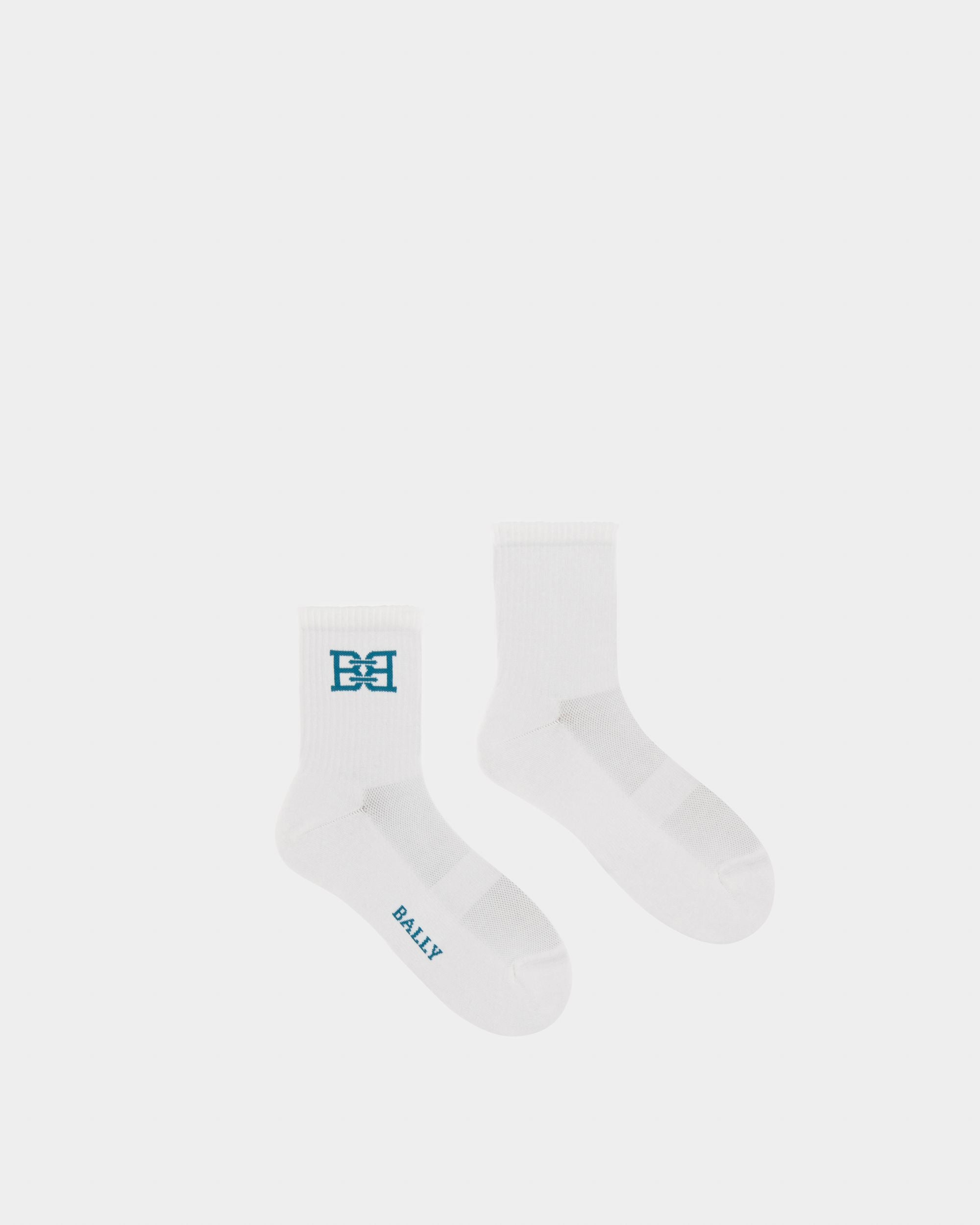 Calcetines B-Chain De Algodón En Blanco Y Verde - Hombre - Bally - 01