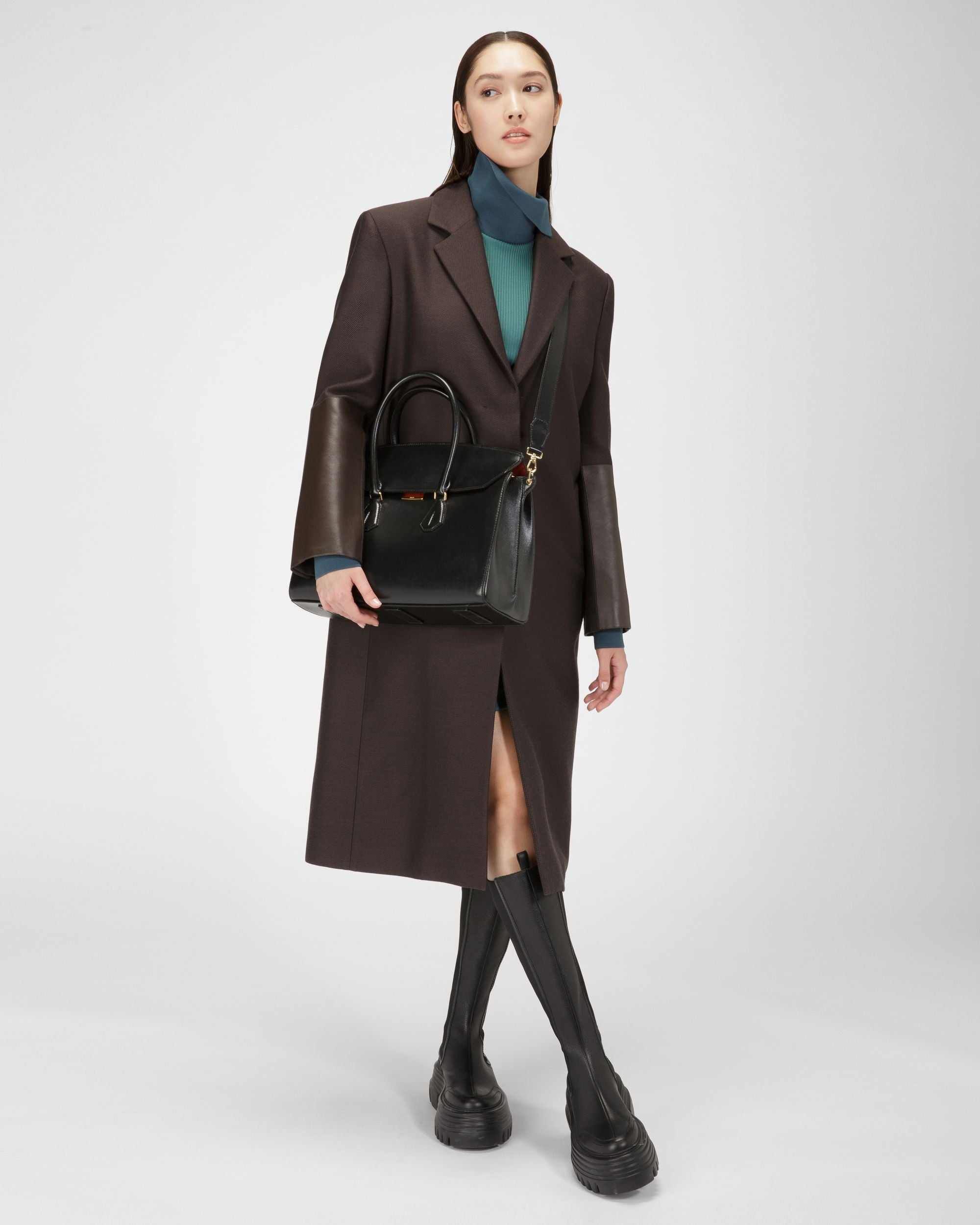 Saphyr Leather Top Handle Bag In Black - Women's - Bally - 02