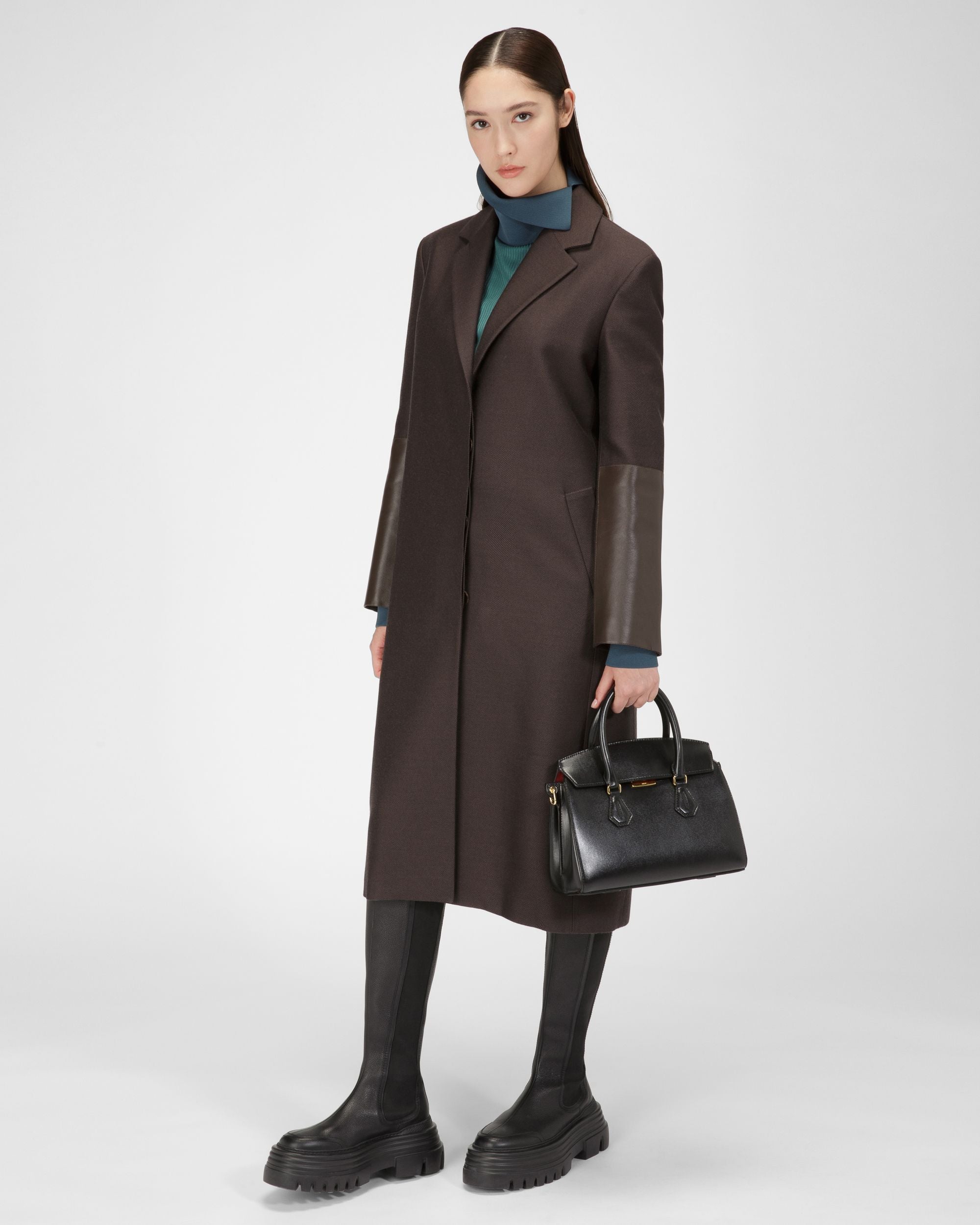 Saphyr Small Leather Top Handle Bag In Black - Women's - Bally - 02