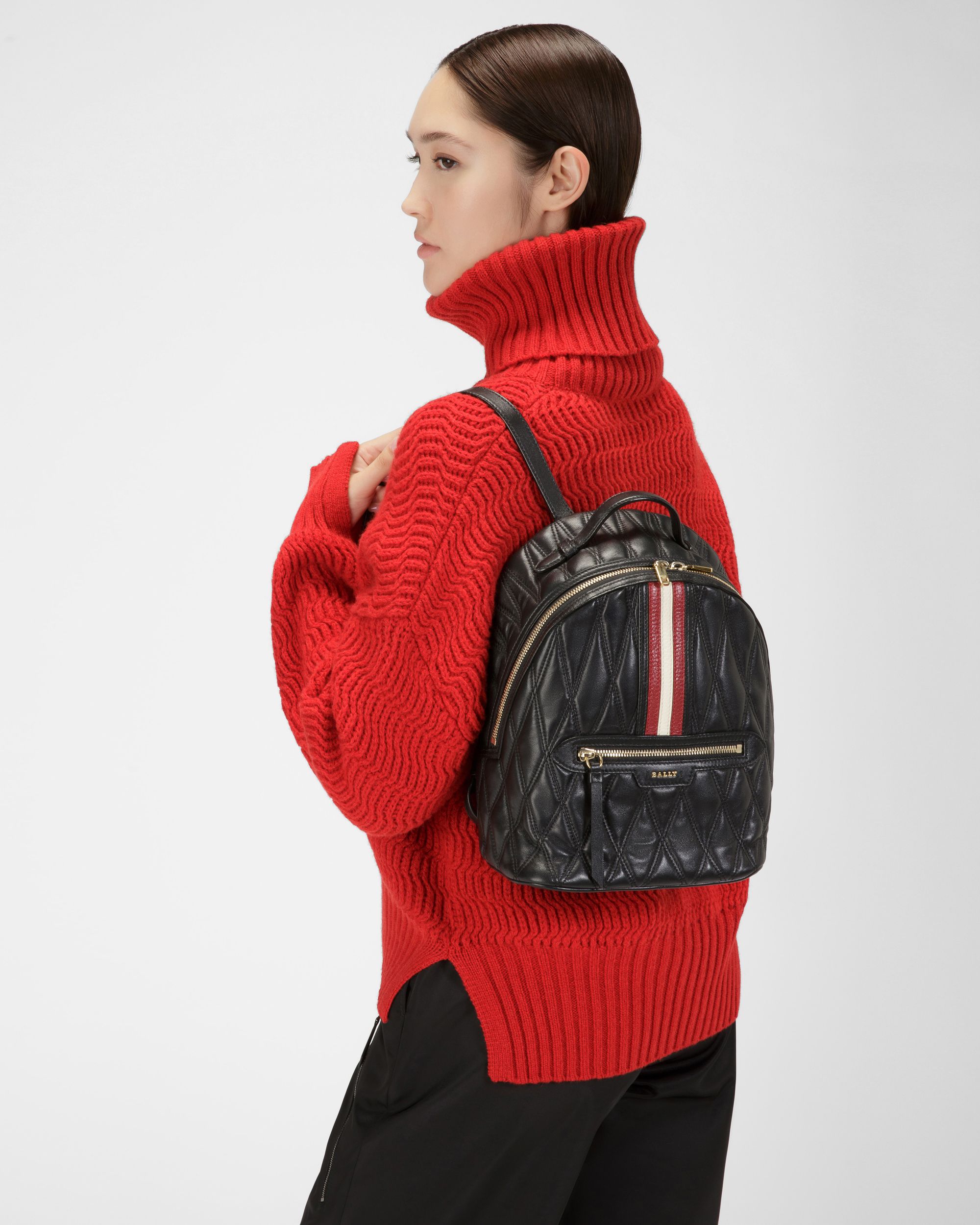 Daffi Leather Backpack In Black - Women's - Bally - 01