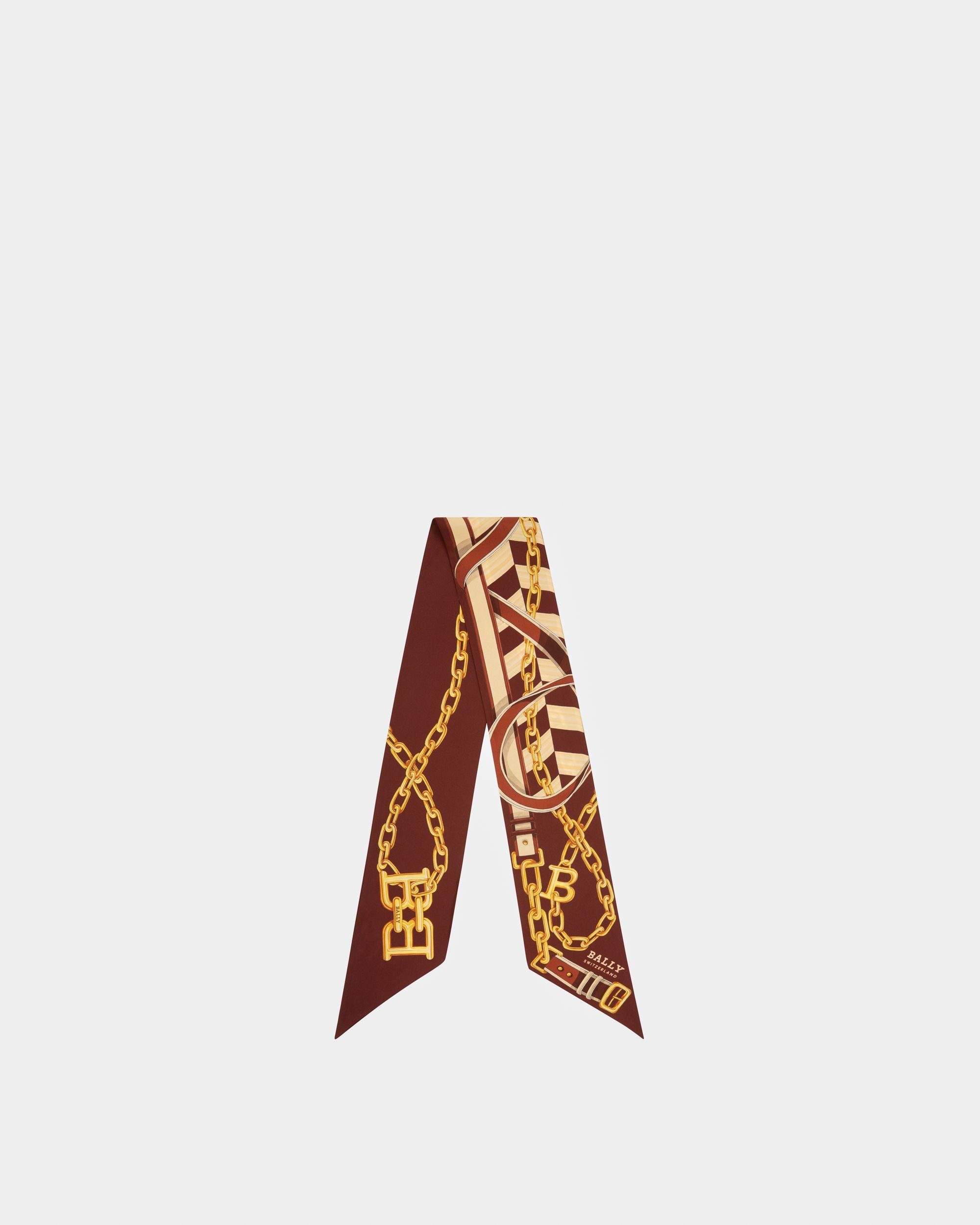 B-Chain Bandeau Silk Scarf In Heritage Red - Women's - Bally - 01