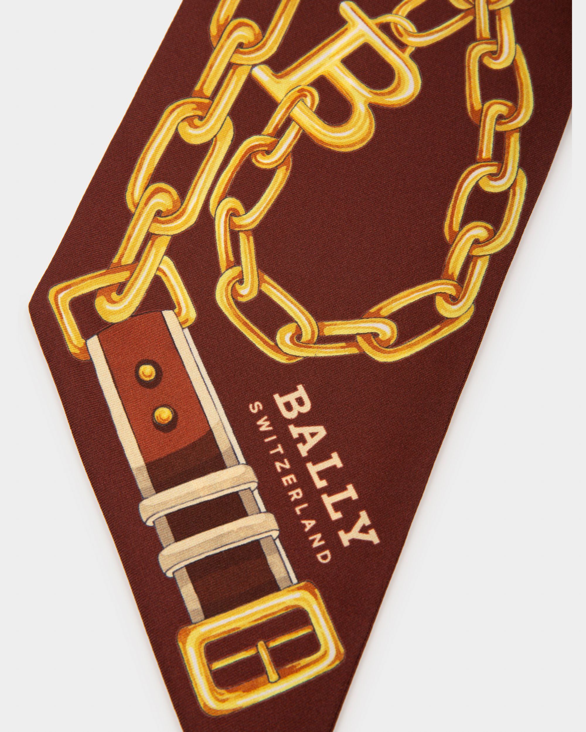 B-Chain Bandeau Silk Scarf In Heritage Red - Women's - Bally - 02