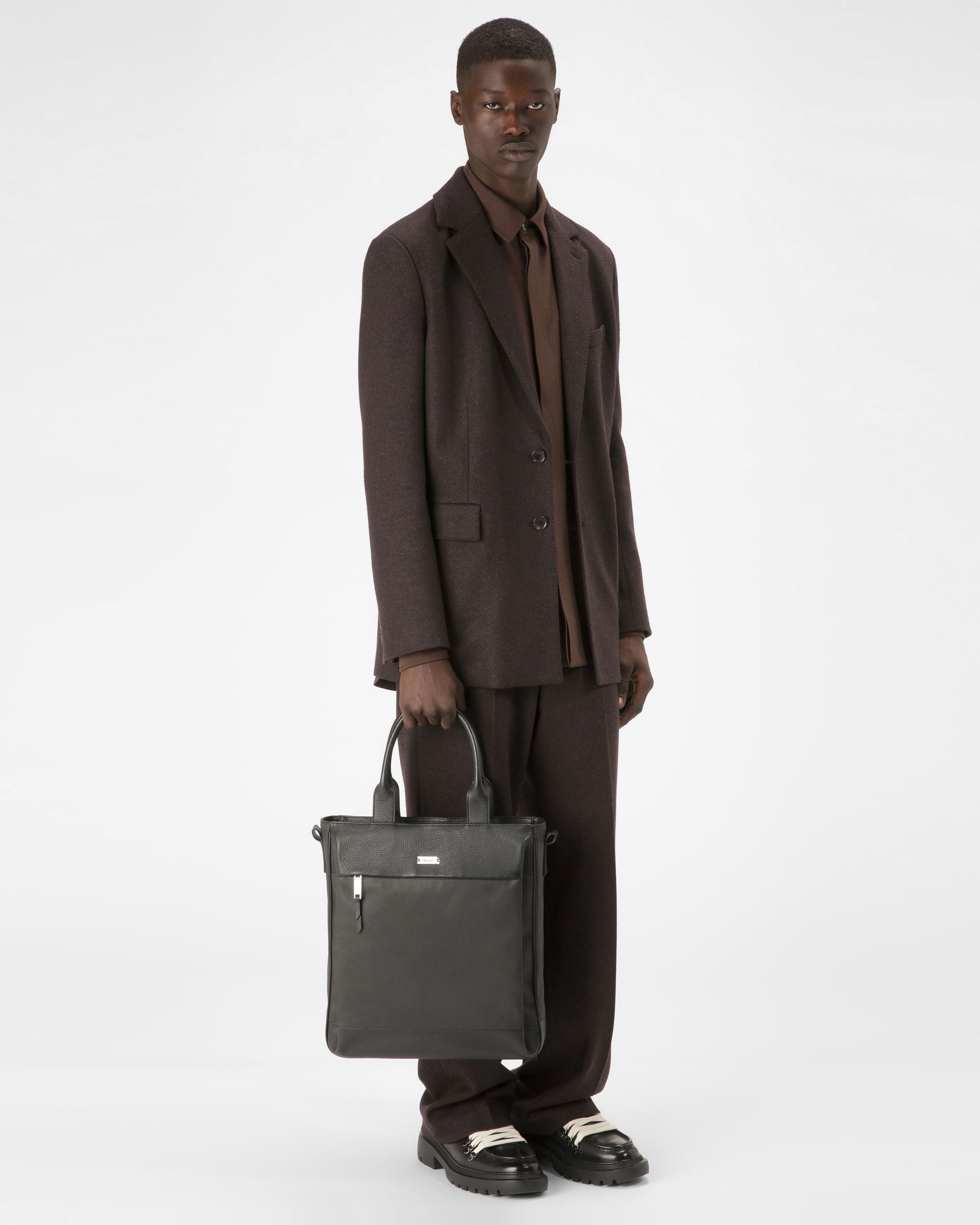 Vilio Mochila De Lona Revestida Y Piel De Color Negro - Hombre - Bally - 02