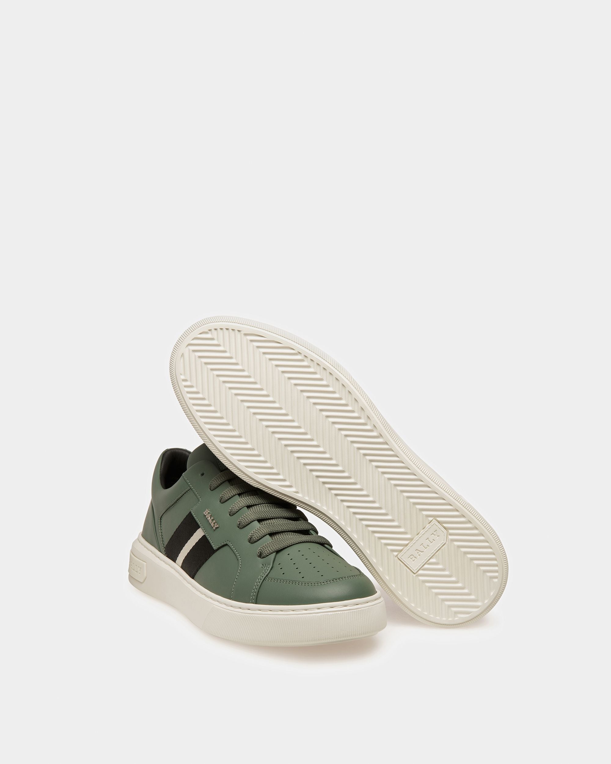 Moony Zapatillas De Tela Y Piel En Salvia - Hombre - Bally - 05