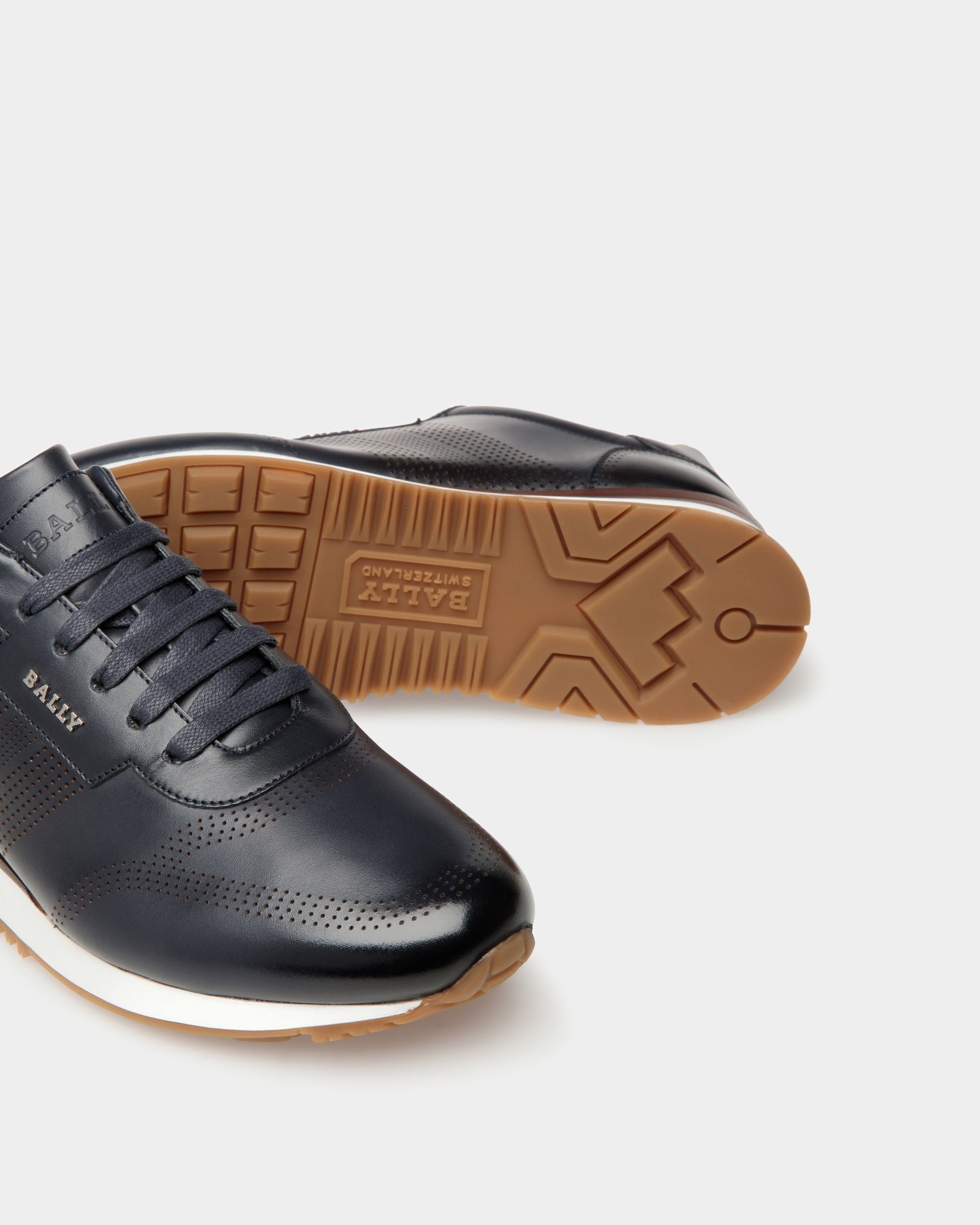 Asken Zapatillas De Piel En Azul Medianoche - Hombre - Bally - 04