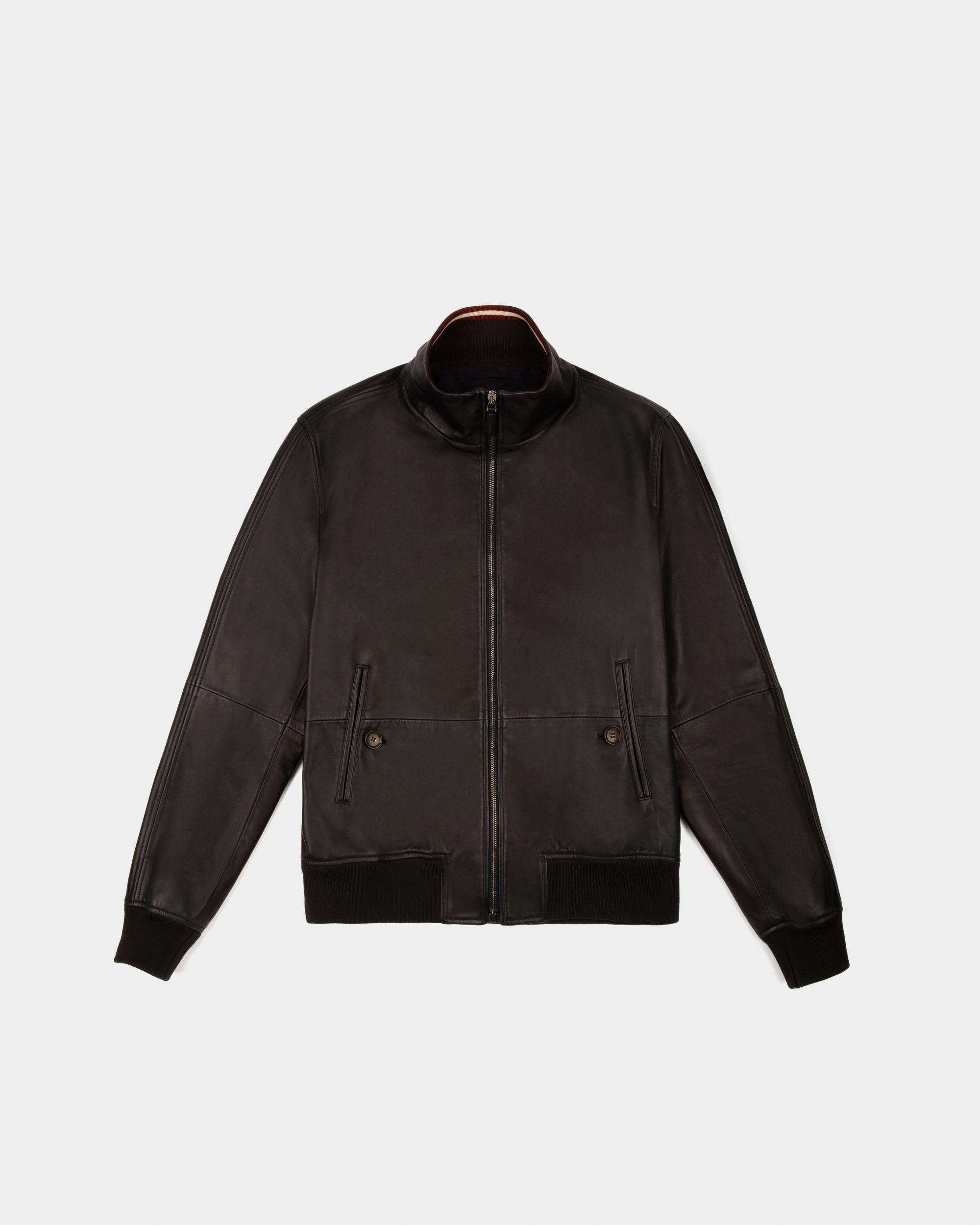 Chaqueta Bómber Prenda De Abrigo En Piel De Color Negro - Hombre - Bally - 01