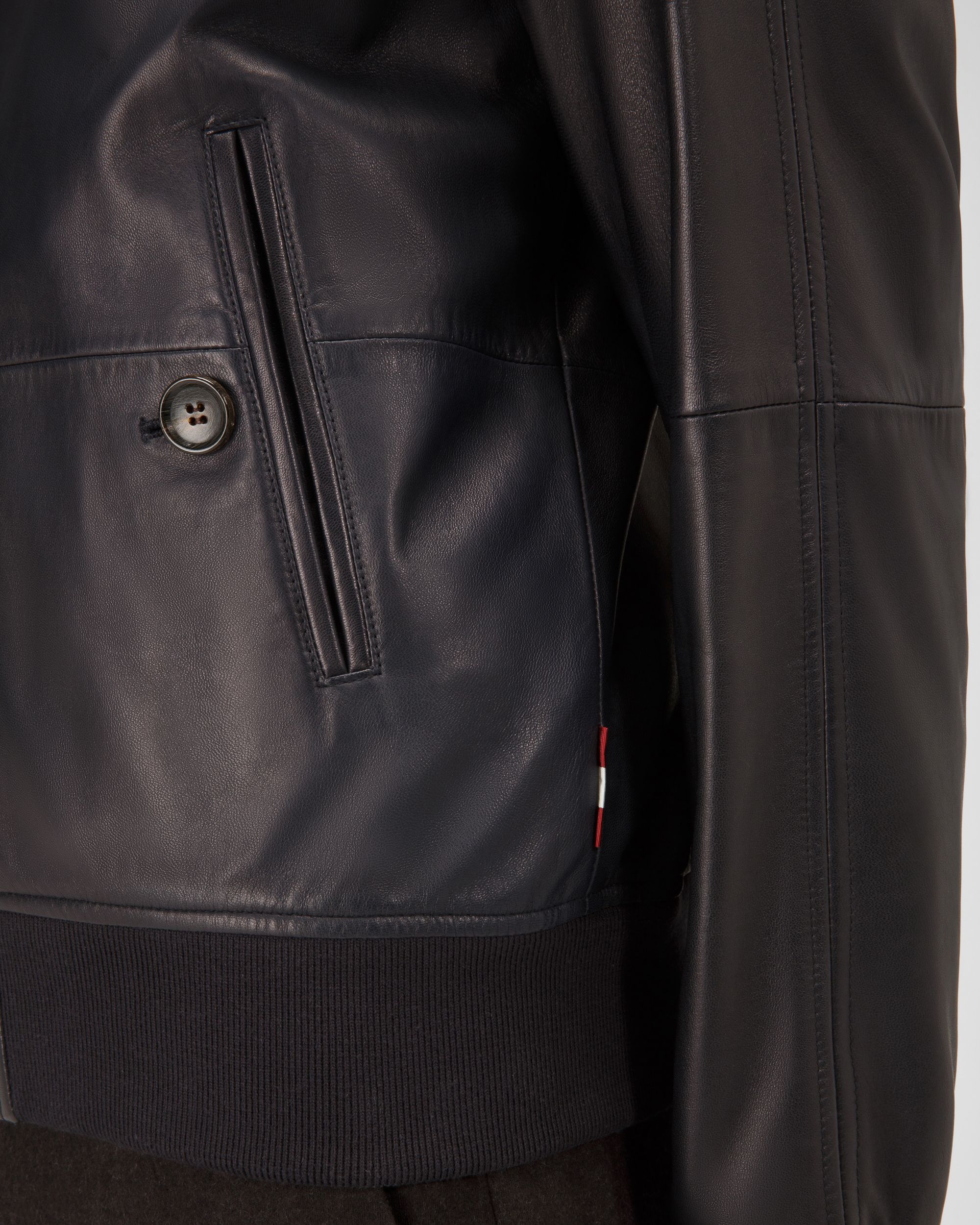 Chaqueta Bómber Prenda De Abrigo De Piel De Color Azul Marino - Hombre - Bally - 02