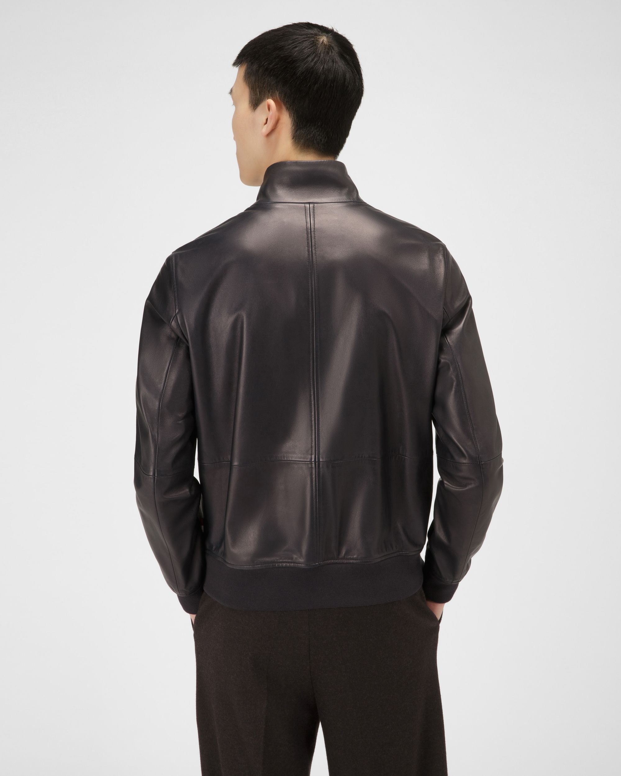 Chaqueta Bómber Prenda De Abrigo De Piel De Color Azul Marino - Hombre - Bally - 03