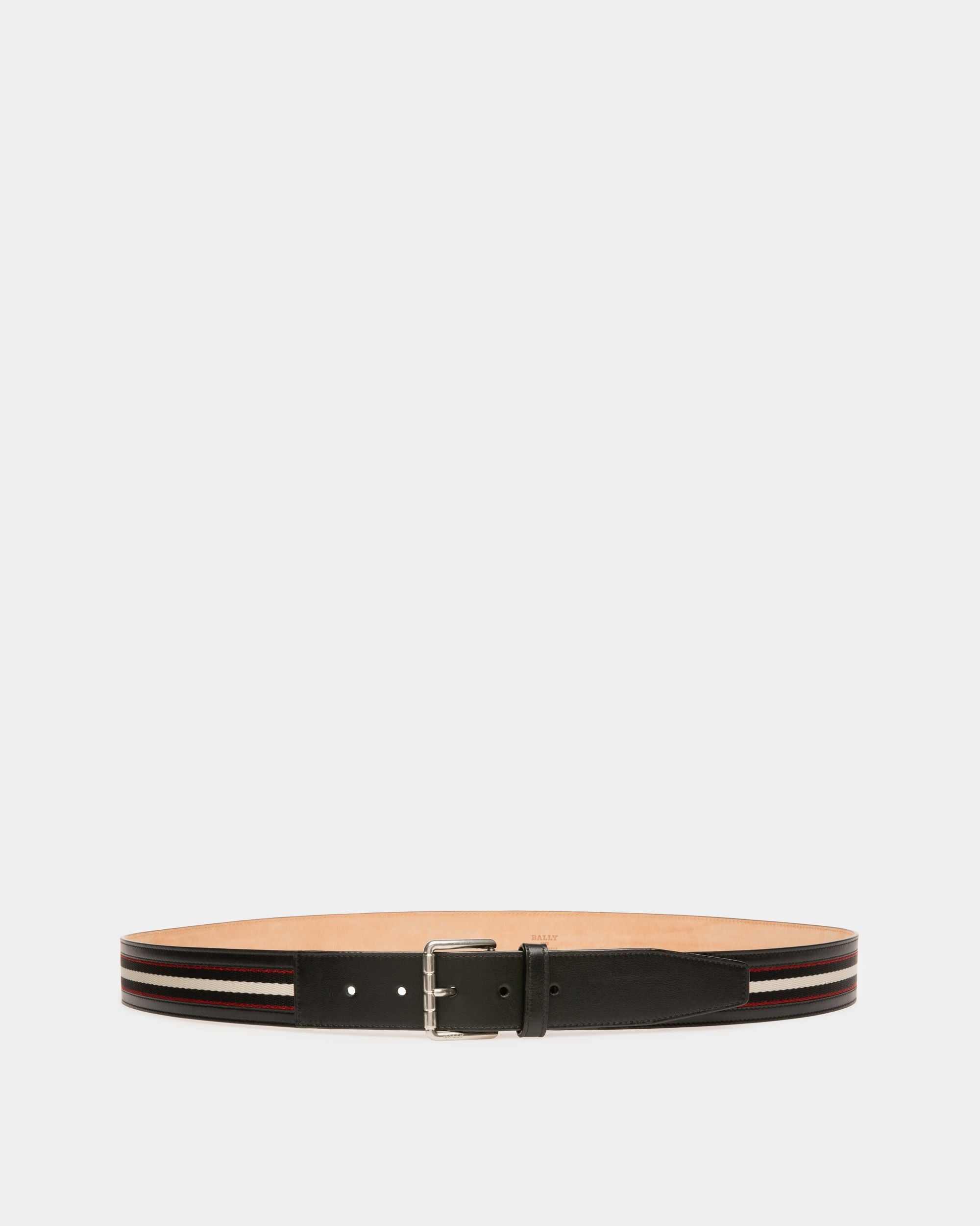 Wilford Leather & Fabric 40mm Belt In Black - Men's - Bally - 01