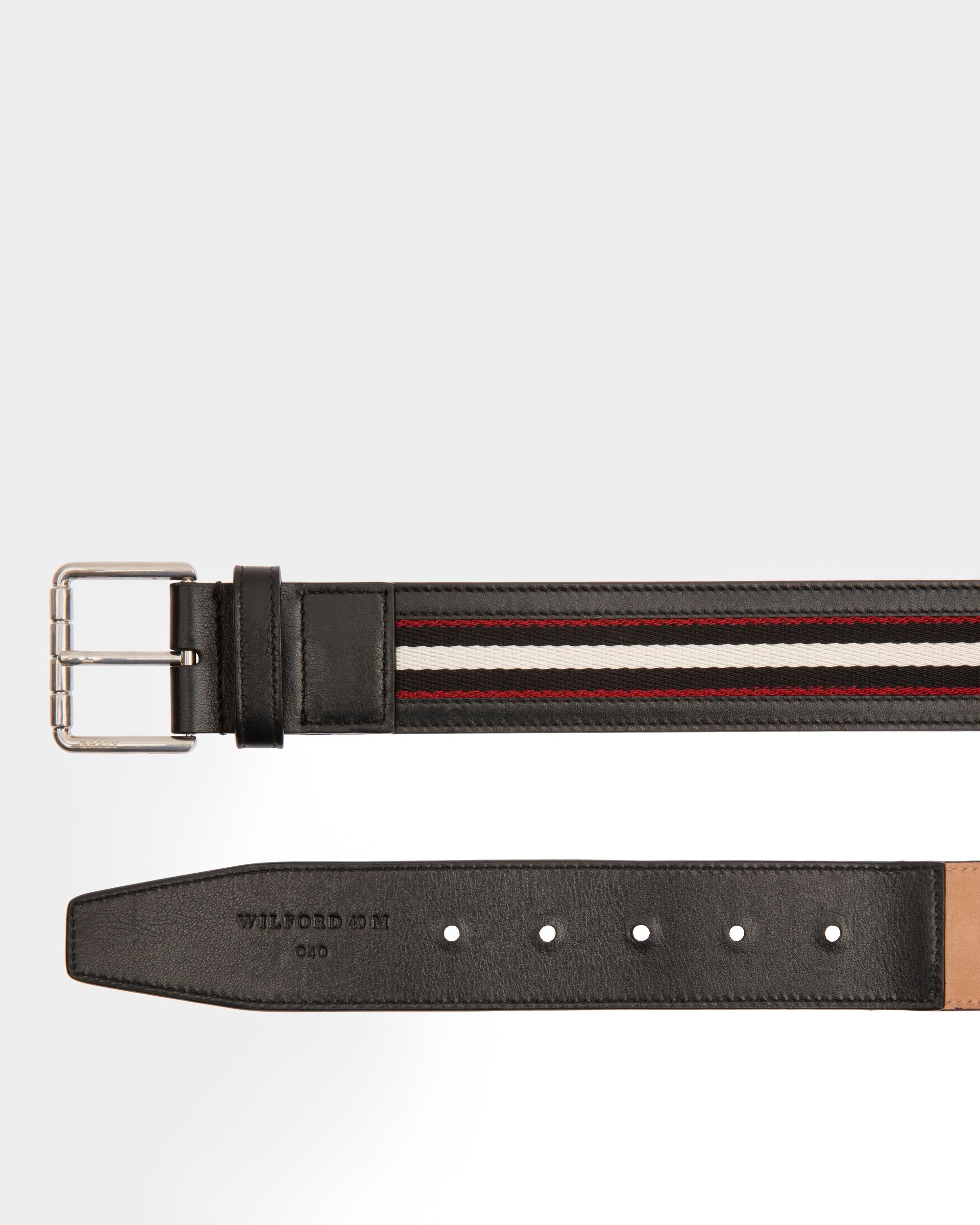 Wilford Leather & Fabric 40mm Belt In Black - Men's - Bally - 02