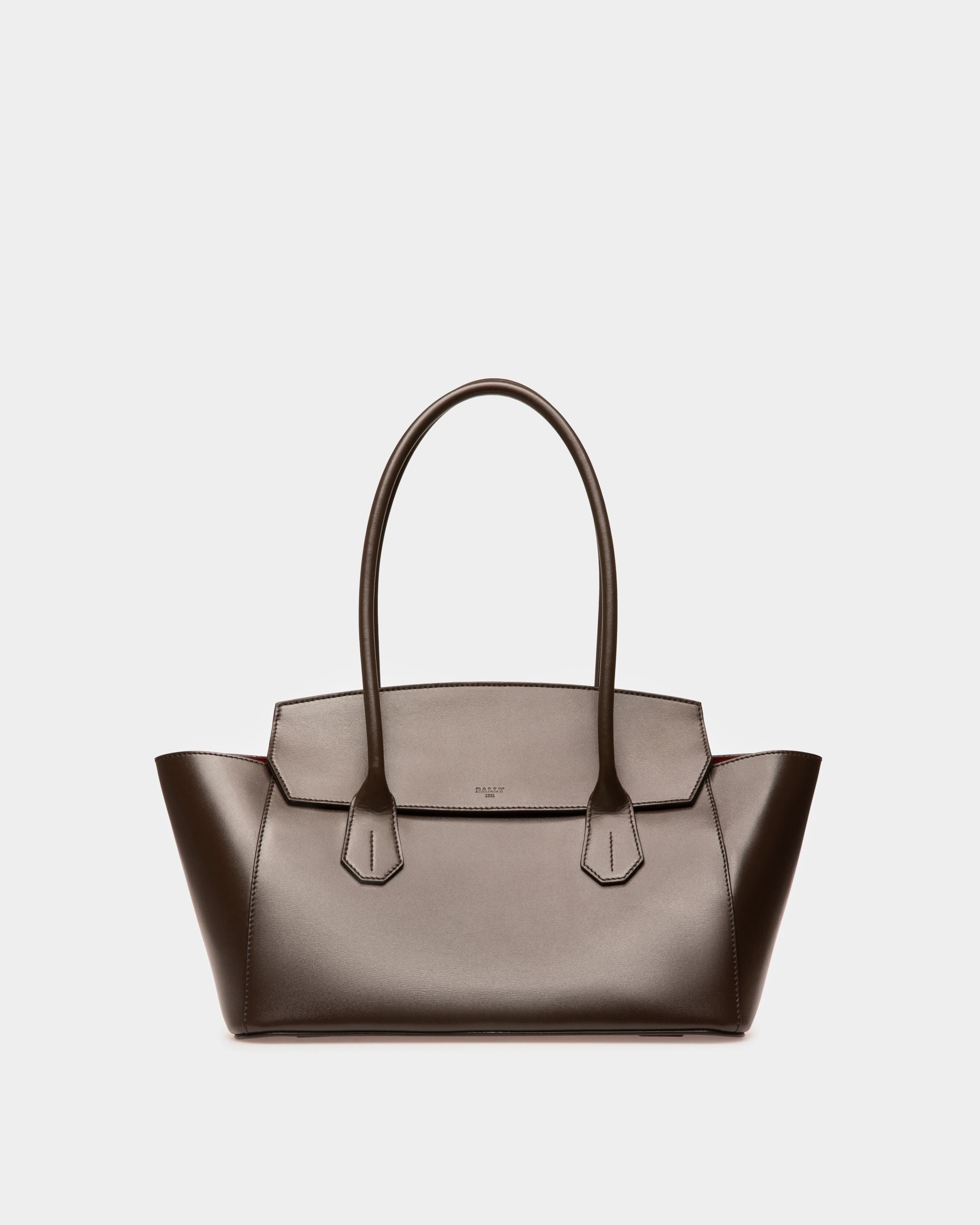 Sandah Leather Top Handle Bag In Ebony Brown - Women's - Bally - 01