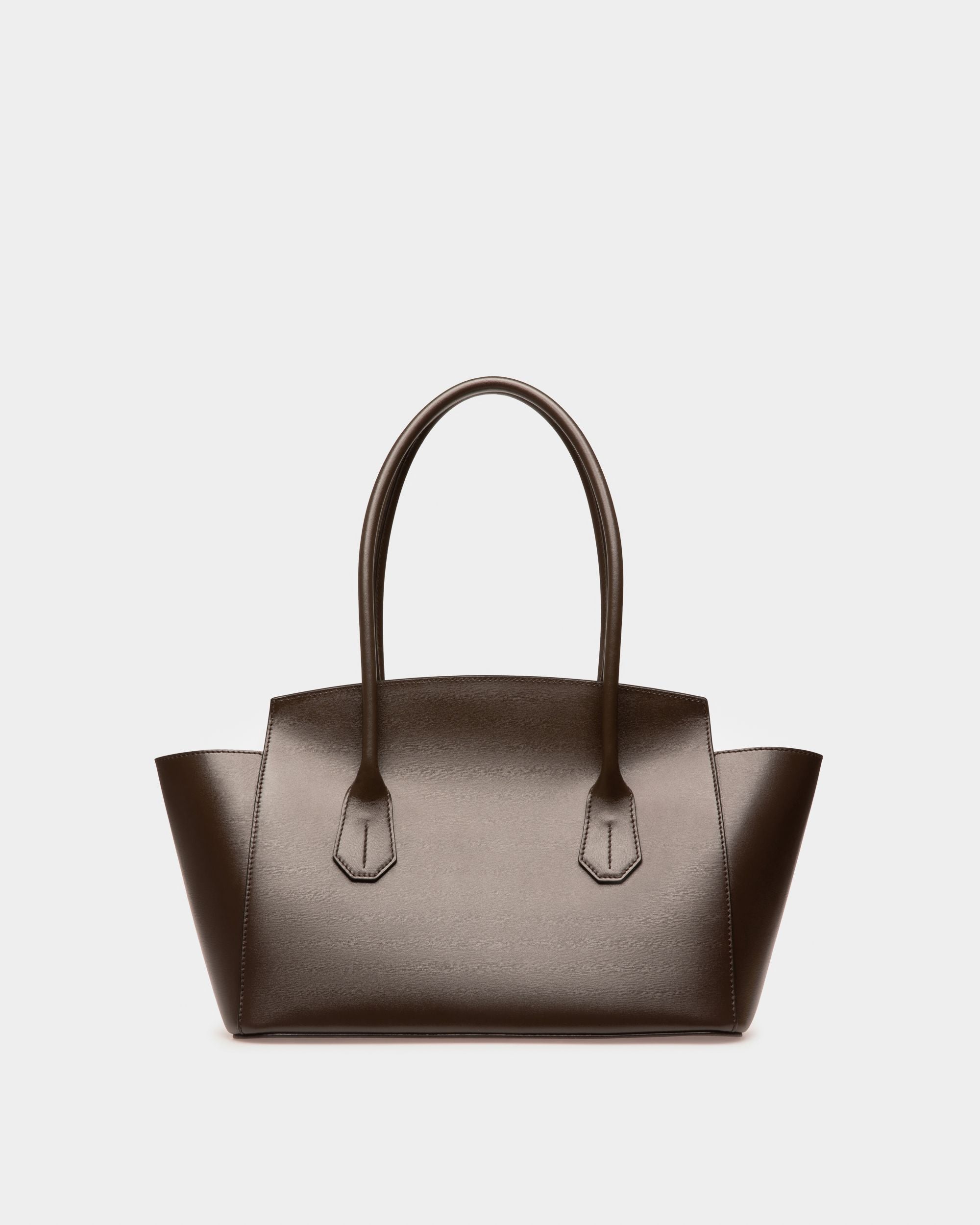 Sandah Leather Top Handle Bag In Ebony Brown - Women's - Bally - 02