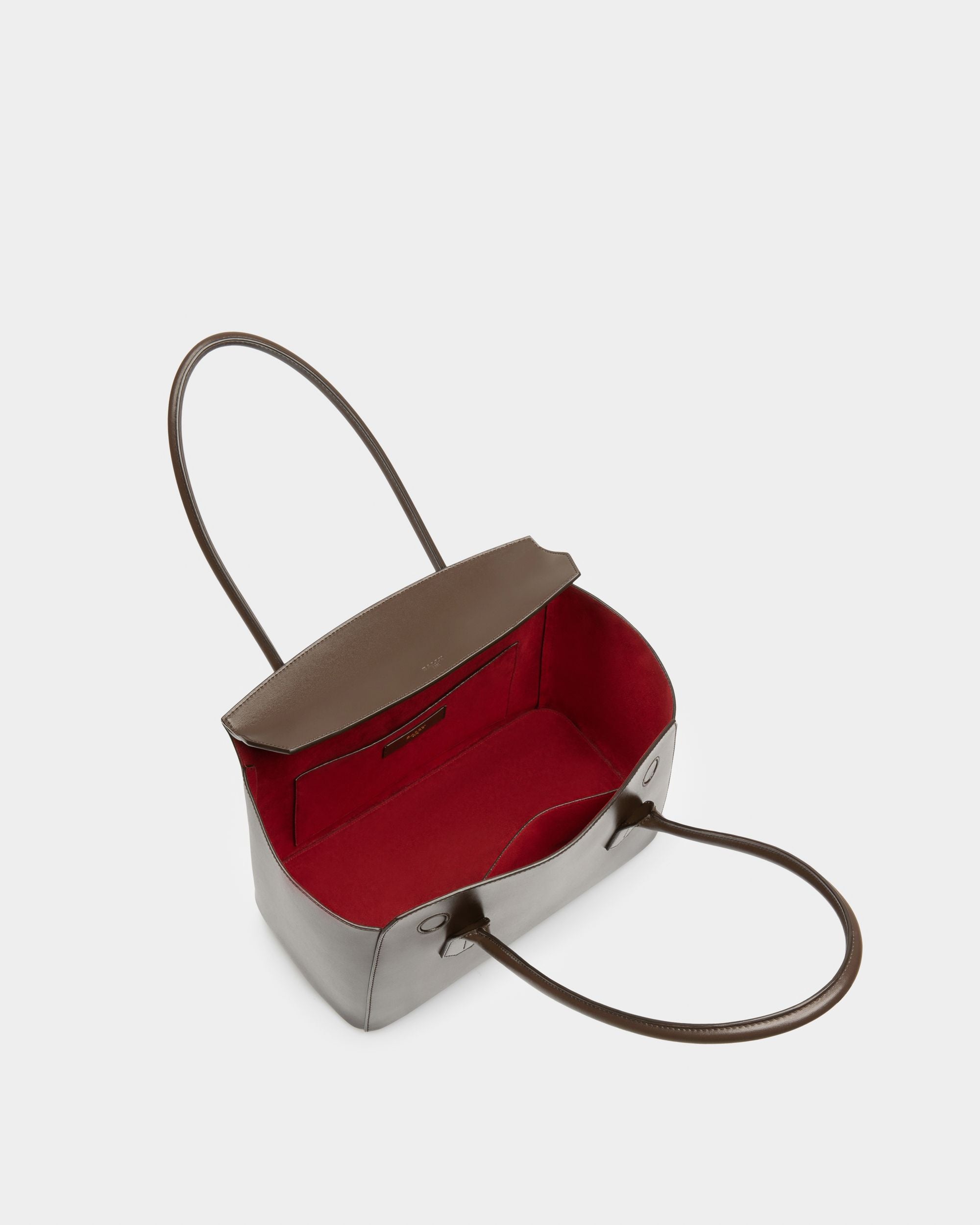 Sandah Leather Top Handle Bag In Ebony Brown - Women's - Bally - 03