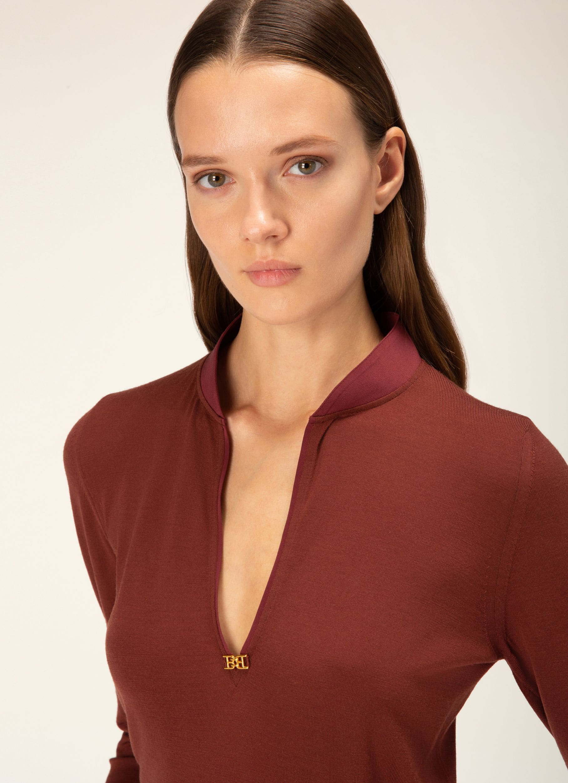 V-Neck Wool SweaterIn Heritage Red - Women's - Bally - 02