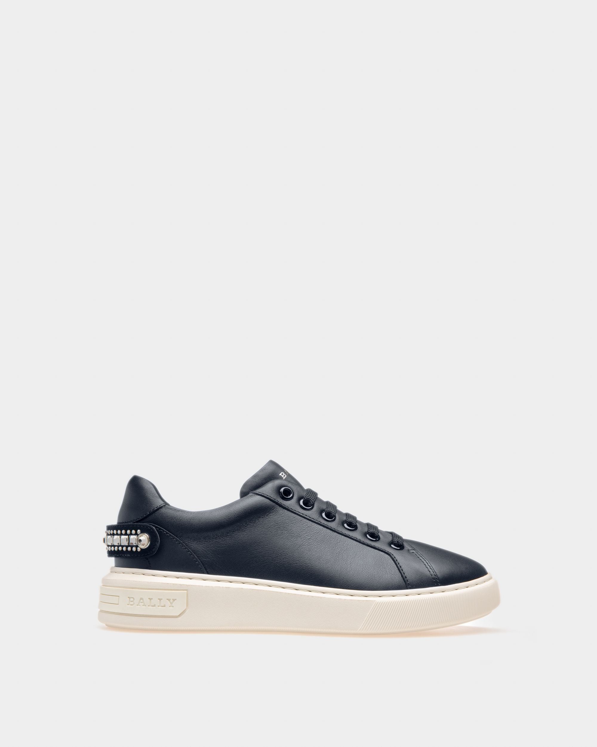 Malya Zapatilla Deportiva En Cuero De Color Azul Marino - Mujer - Bally - 01