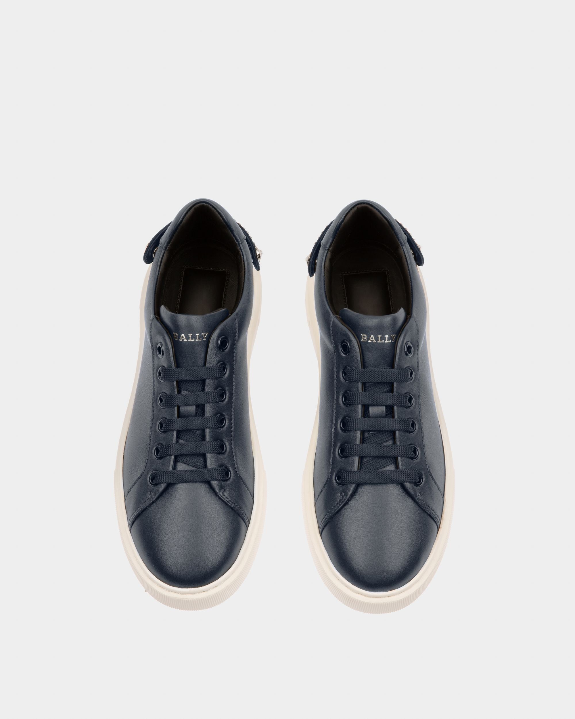 Malya Zapatilla Deportiva En Cuero De Color Azul Marino - Mujer - Bally - 02