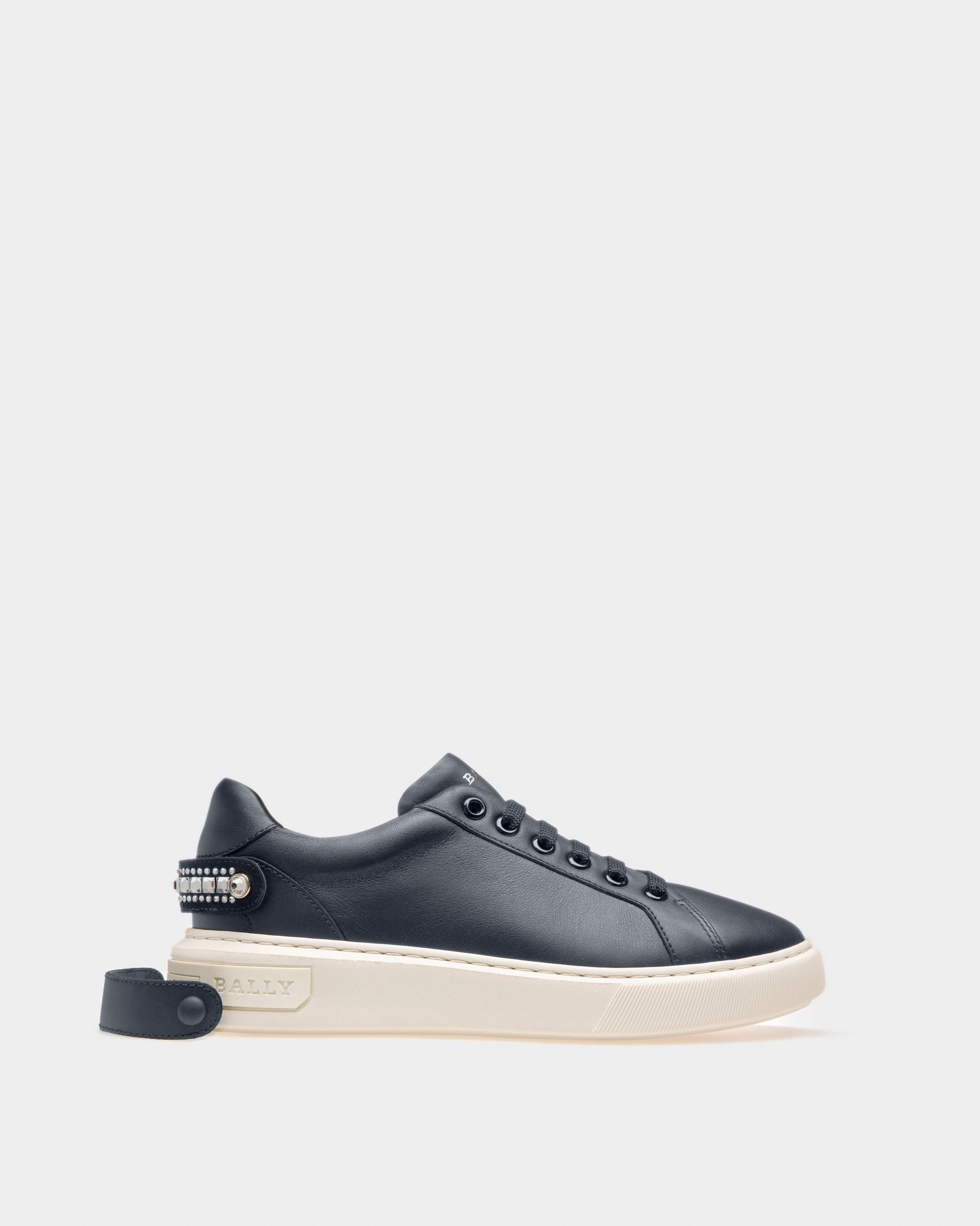 Malya Zapatilla Deportiva En Cuero De Color Azul Marino - Mujer - Bally - 09