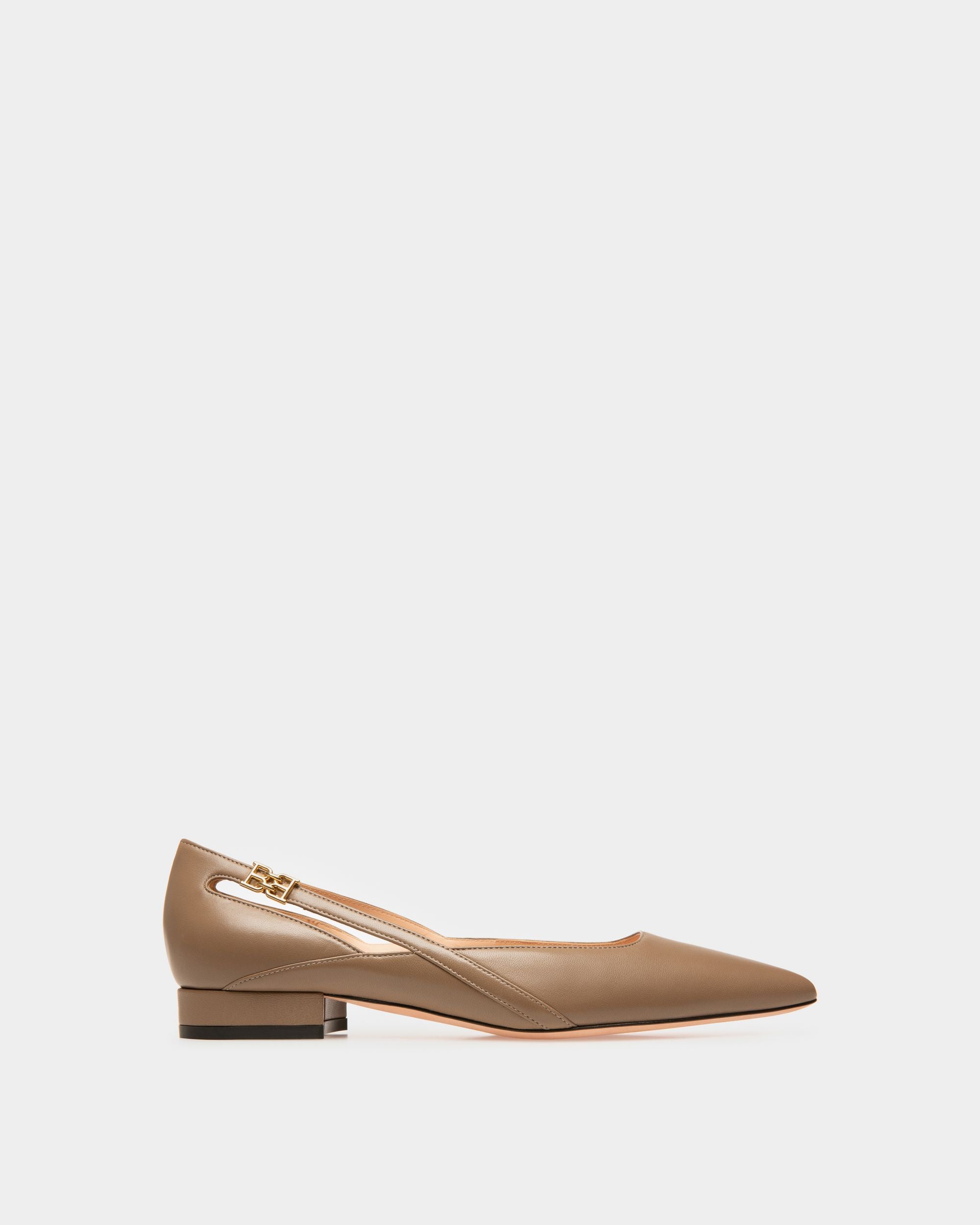 Elsa Flat Bailarinas De Piel De Color Topo - Mujer - Bally - 01