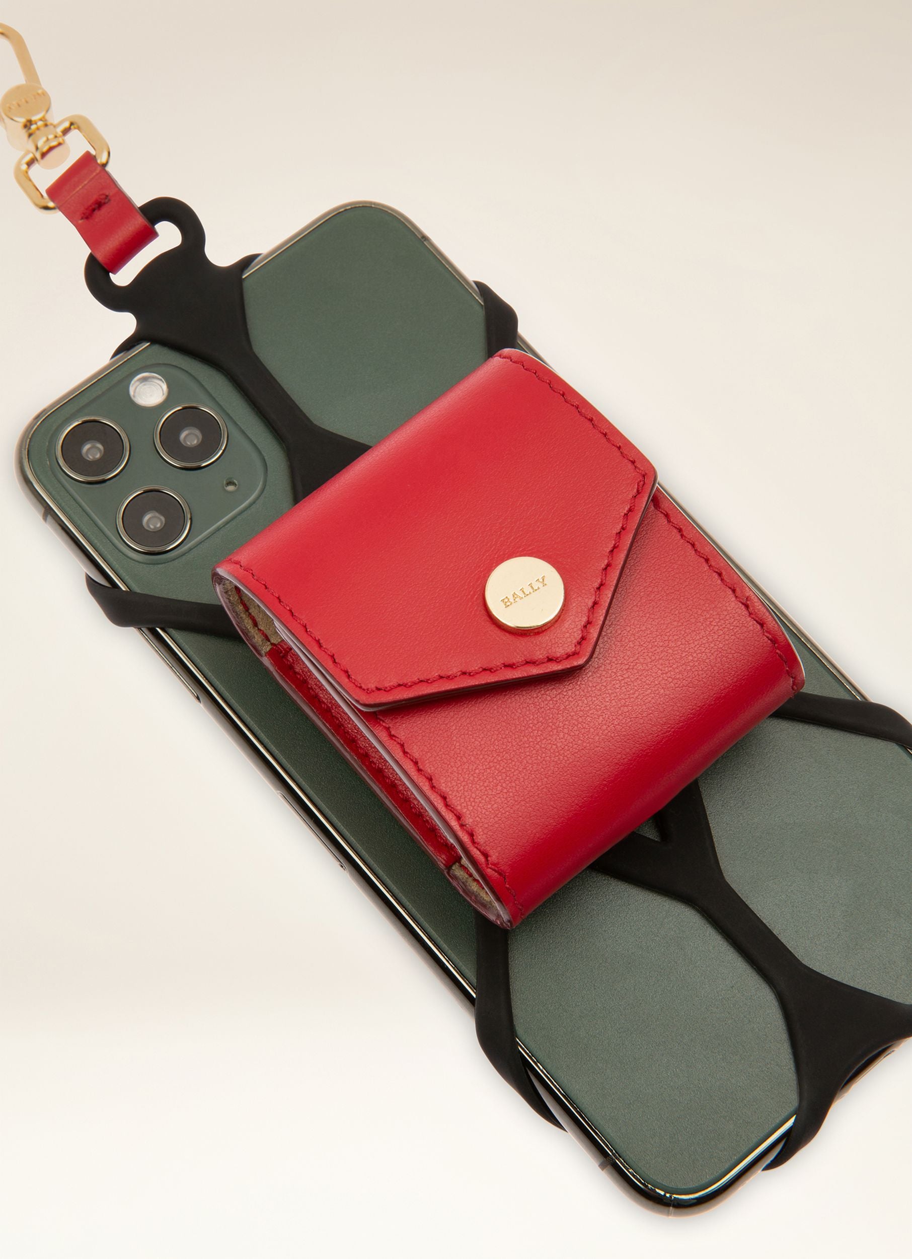 Stefy Leather Phone Holder In Red - Women's - Bally - 02