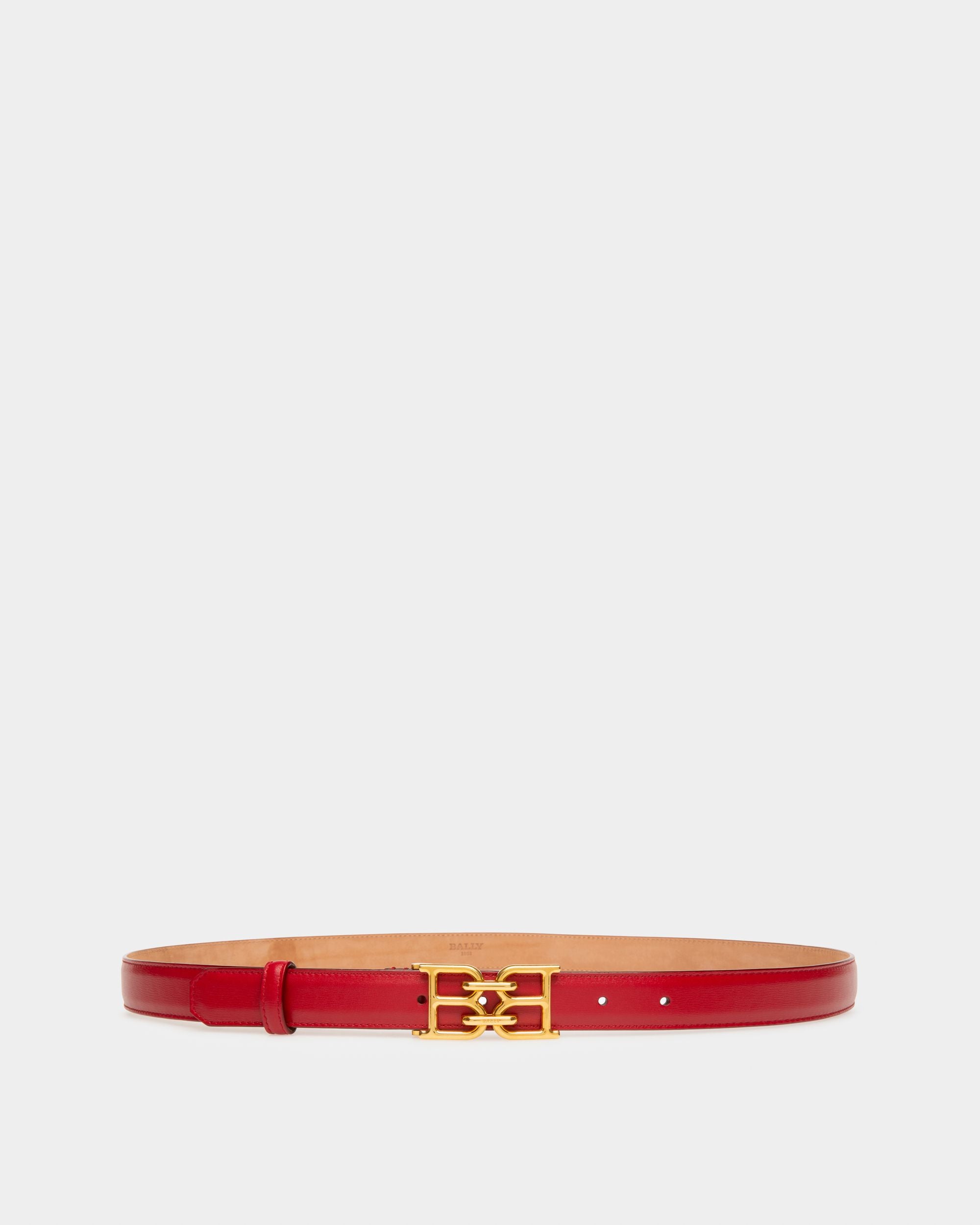 B-Chain Leather 25Mm Belt In Red - Women's - Bally - 01