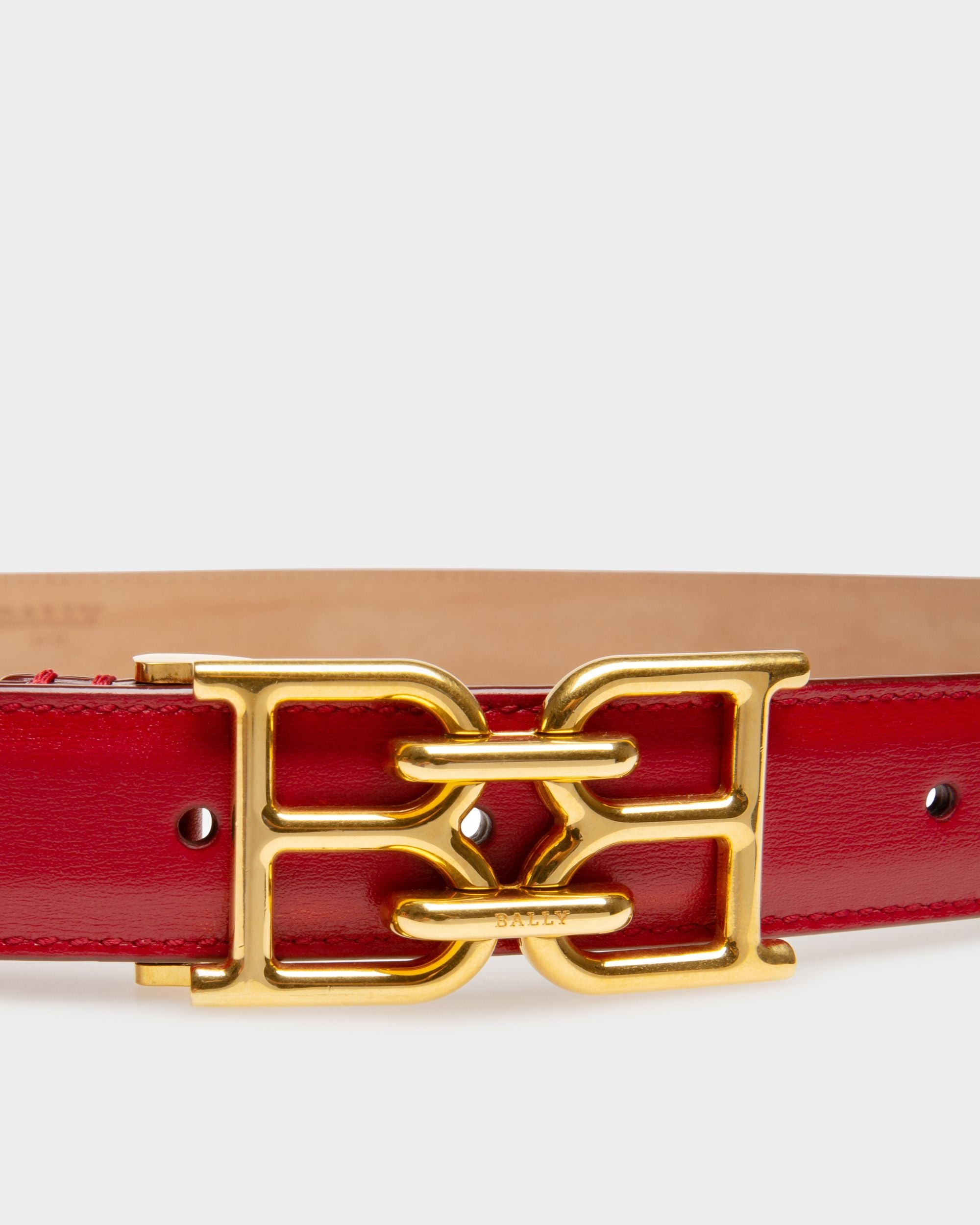 B-Chain Leather 25Mm Belt In Red - Women's - Bally - 03