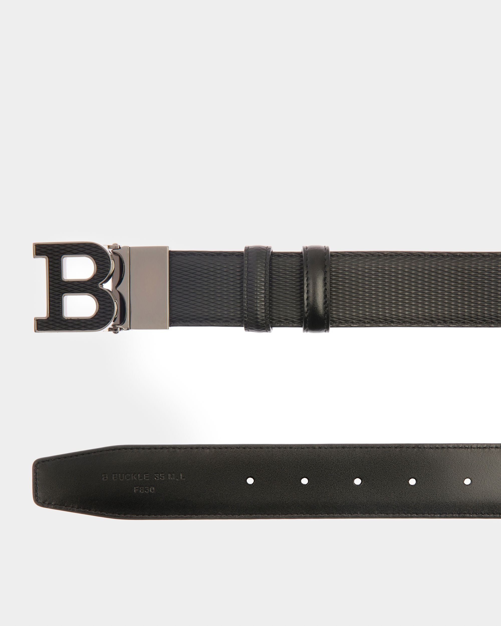 B Buckle Leather 35mm Belt In Black - Men's - Bally - 02