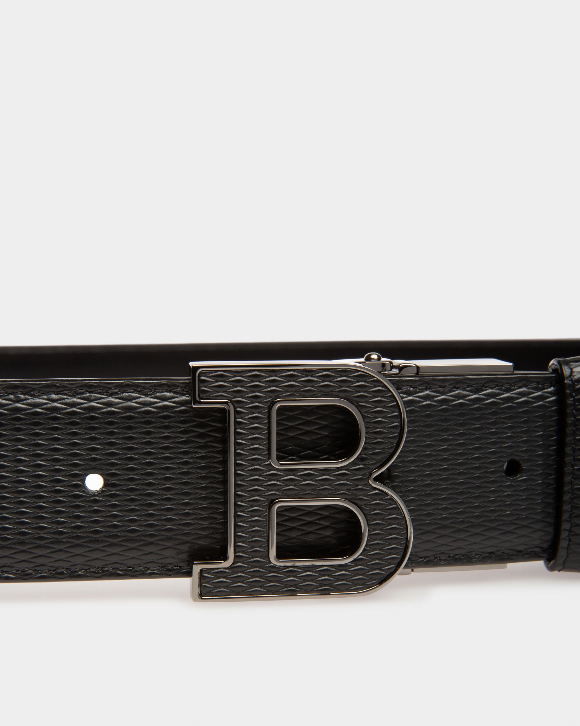 B Buckle Leather 35mm Belt In Black - Men's - Bally - 03