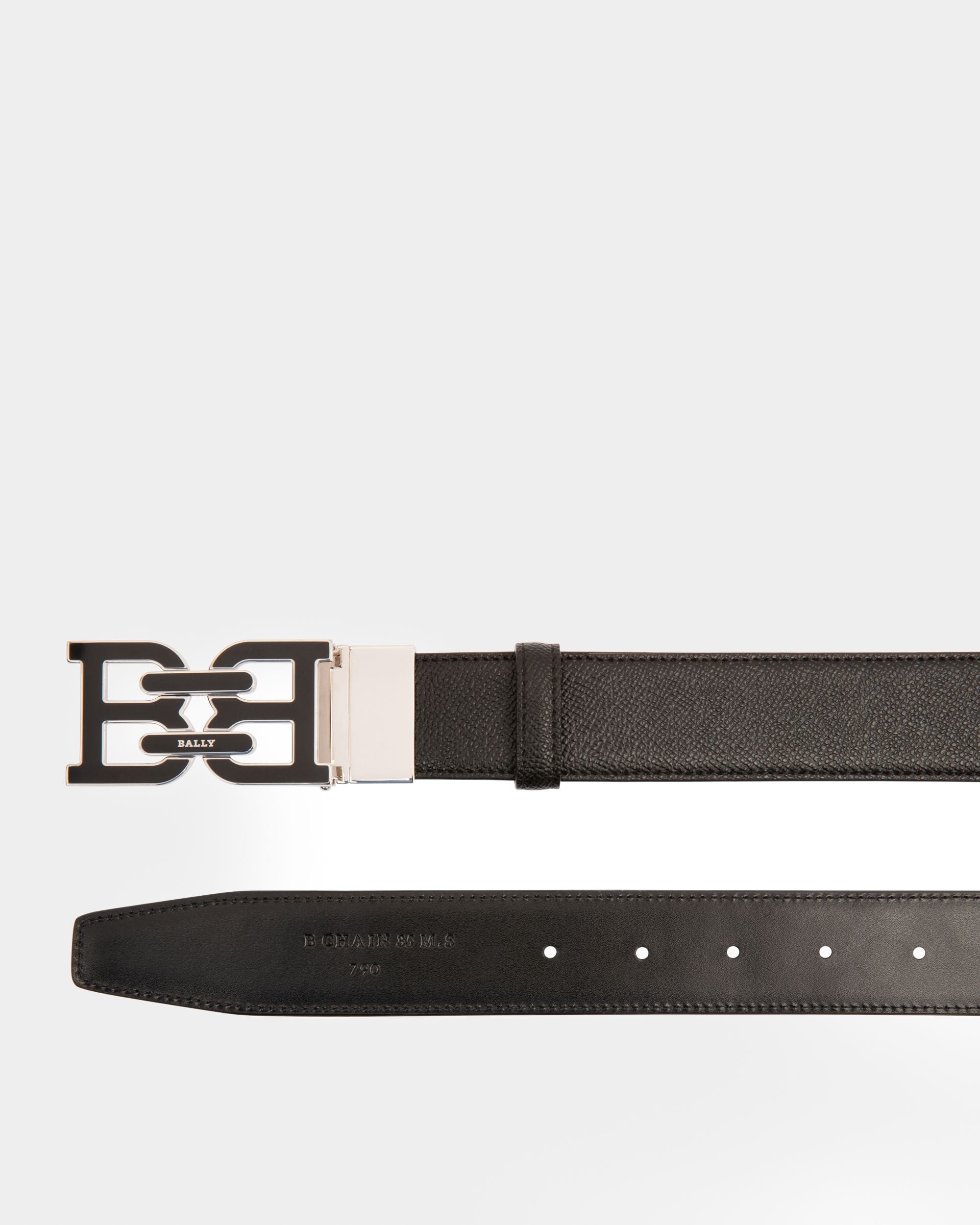 B-Chain Leather 35mm Belt In Black - Men's - Bally - 02