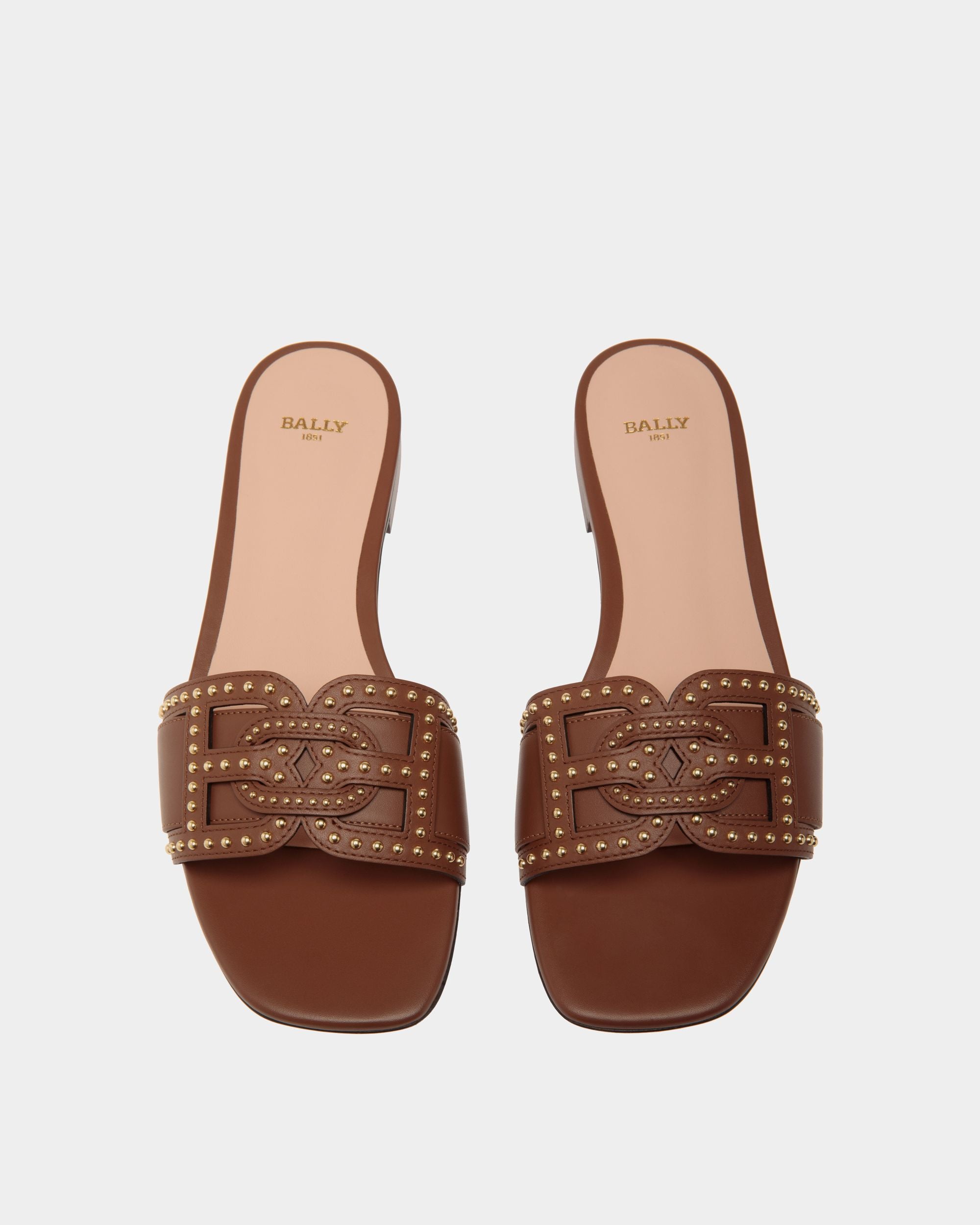 Flat Sandal In Brown Leather - Women's - Bally - 04