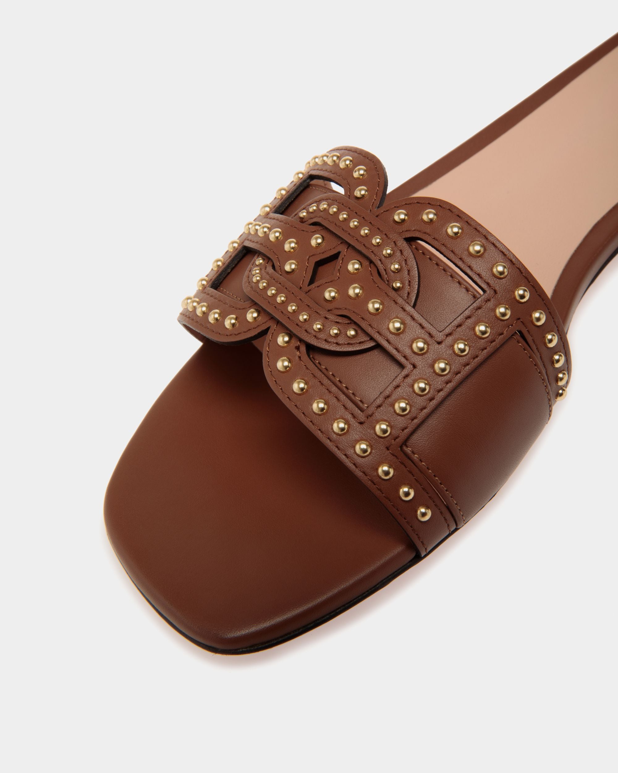 Flat Sandal In Brown Leather - Women's - Bally - 05