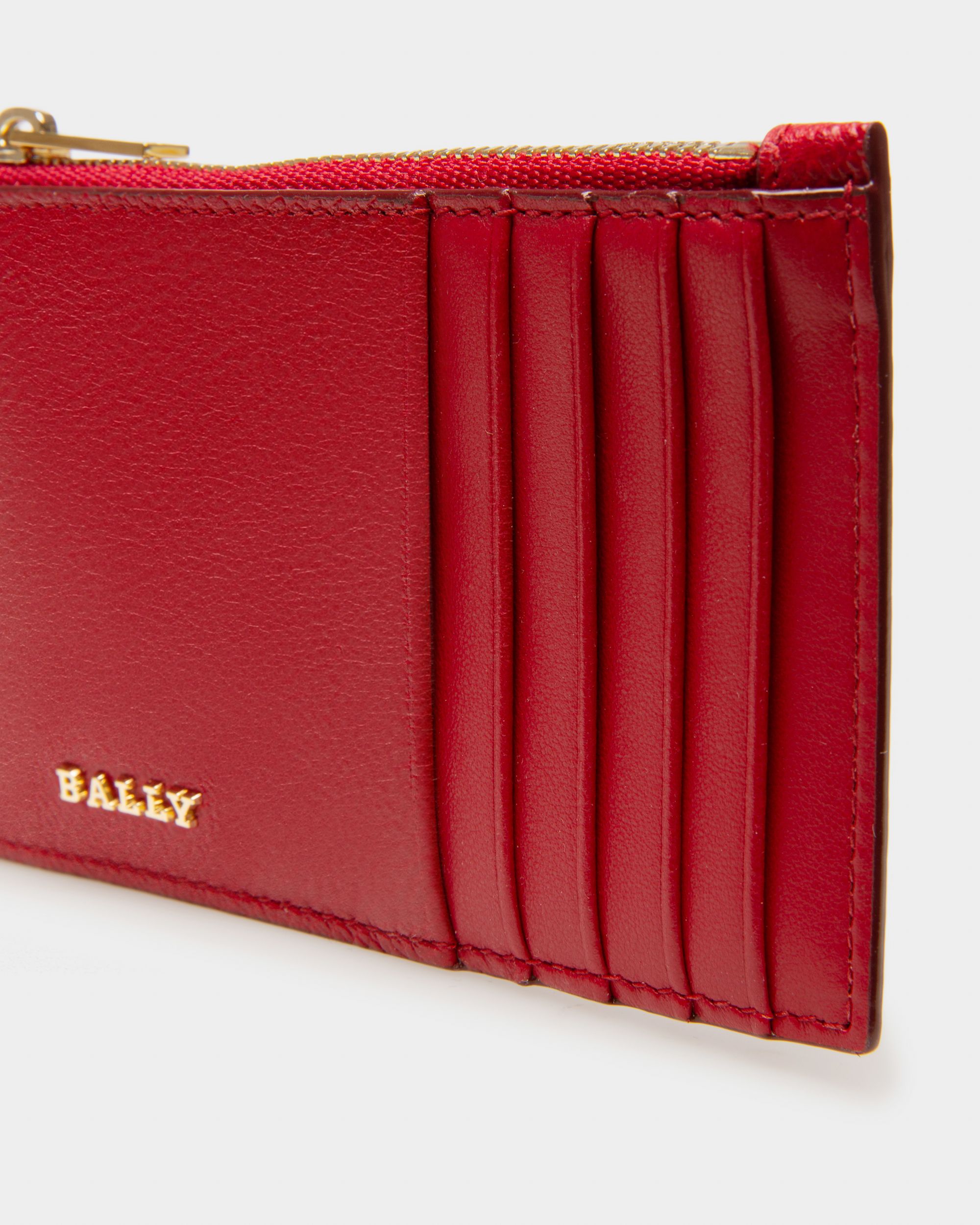 Landy Leather Wallet In Red - Women's - Bally - 04
