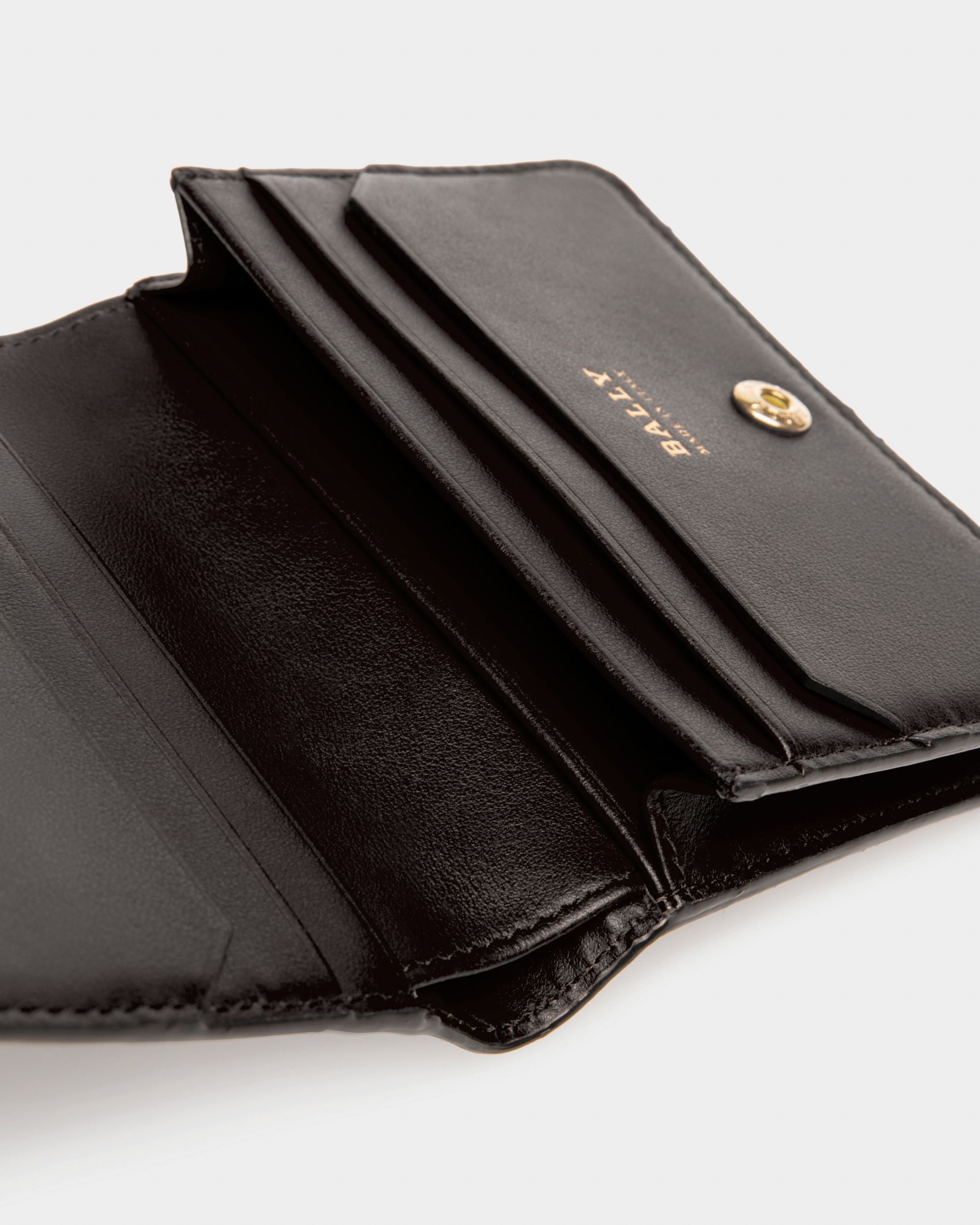 Lettes Leather Business Card Holder In Black - Women's - Bally - 04
