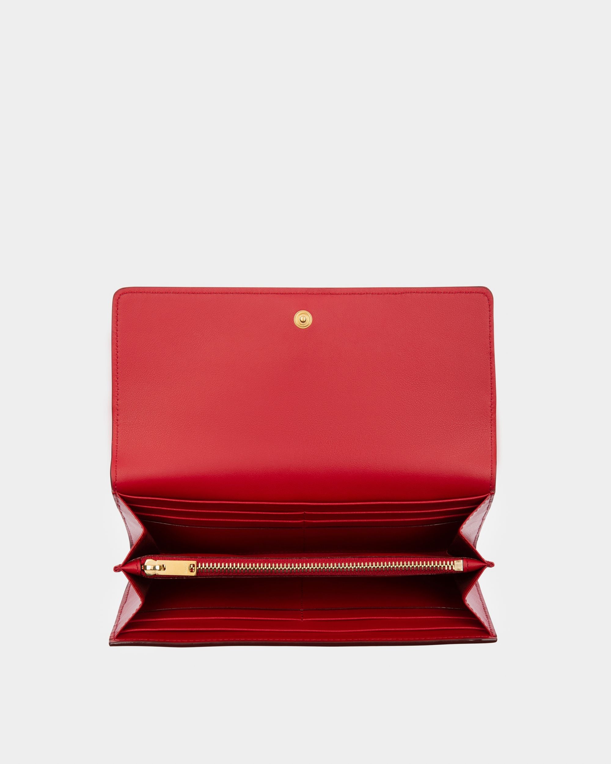 Linney Cartera De Estilo Continental En Piel De Color Rojo - Mujer - Bally - 03