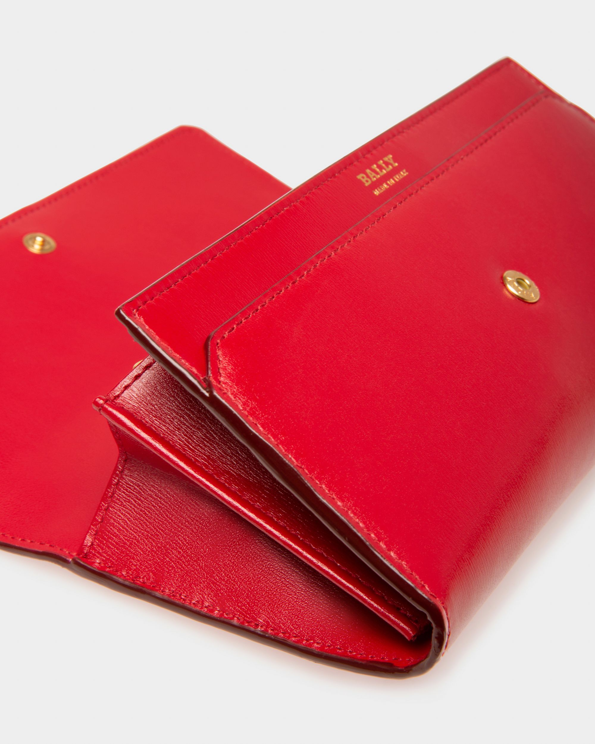 Linney Cartera De Estilo Continental En Piel De Color Rojo - Mujer - Bally - 04