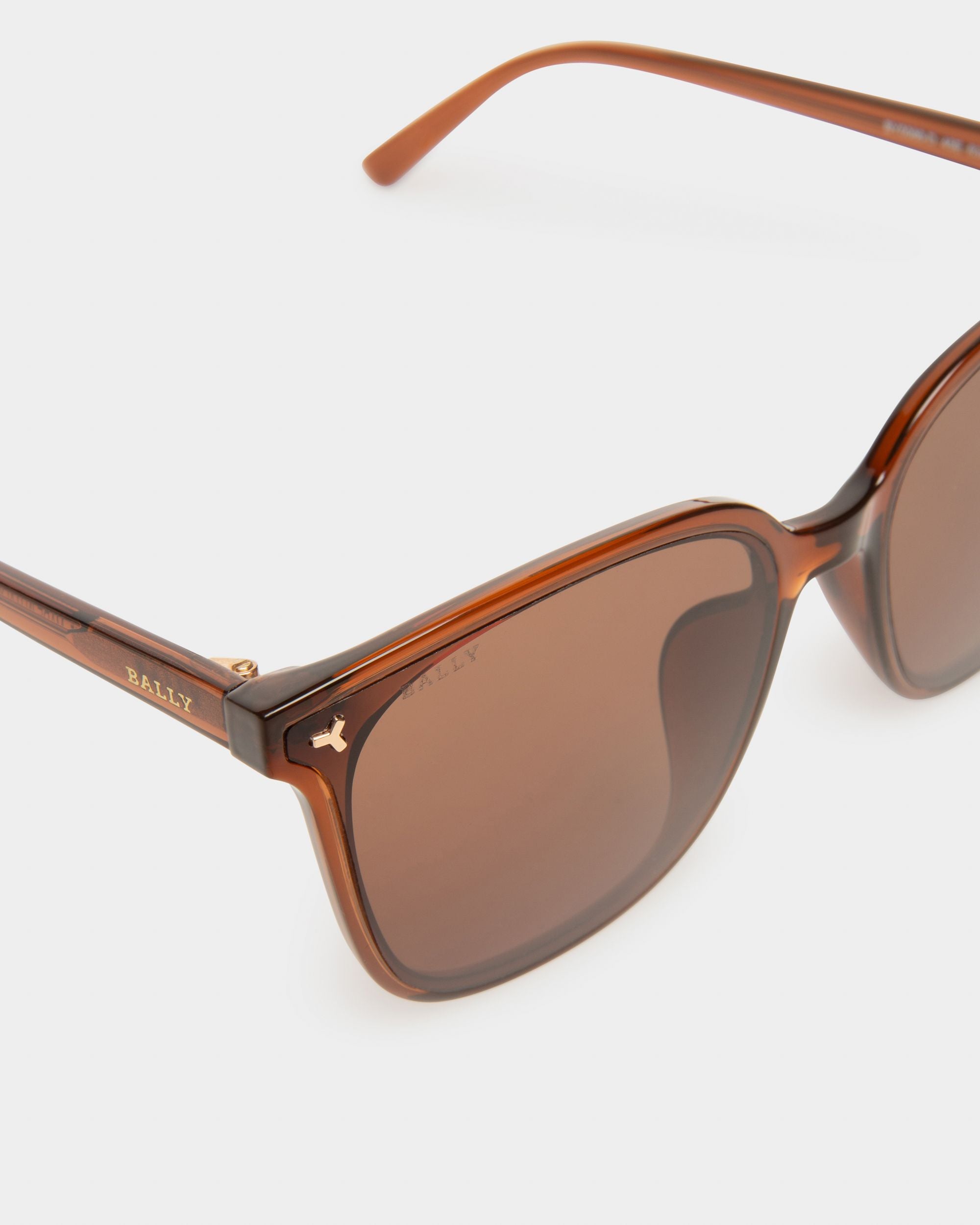 Aida Gafas De Sol En Acetato De Color Marrón Claro Brillante Y Lentes Marrones - Mujer - Bally - 02