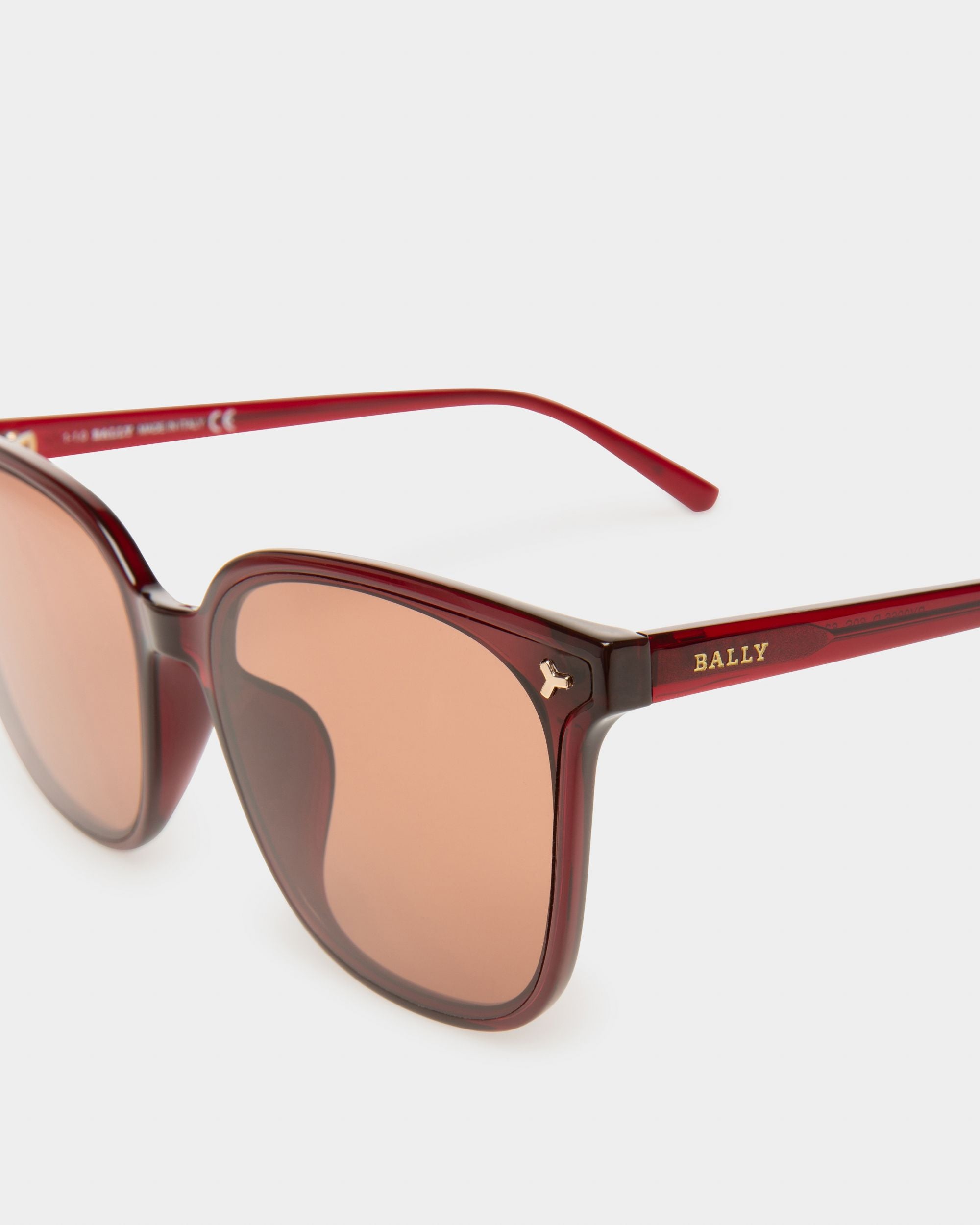 Aida Acetate Sunglasses In Shiny Bordeaux & Bordeaux Lens - Women's - Bally - 02