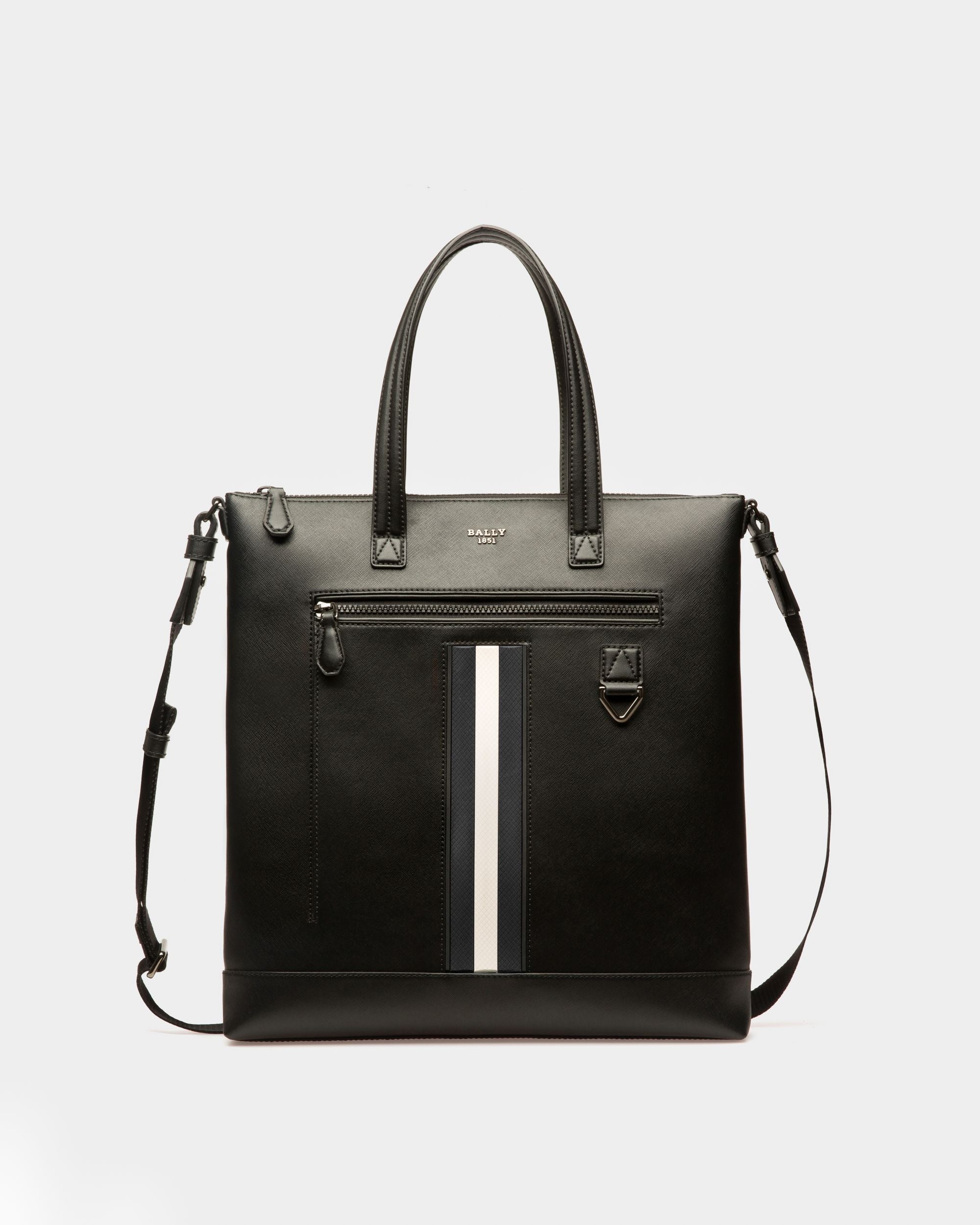 Mahir Recycled Leather Tote Bag In Black - Men's - Bally - 01