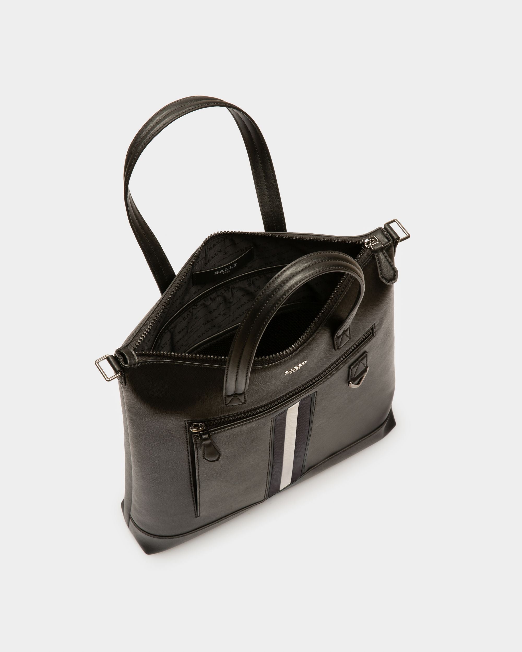 Mahir Recycled Leather Tote Bag In Black - Men's - Bally - 03