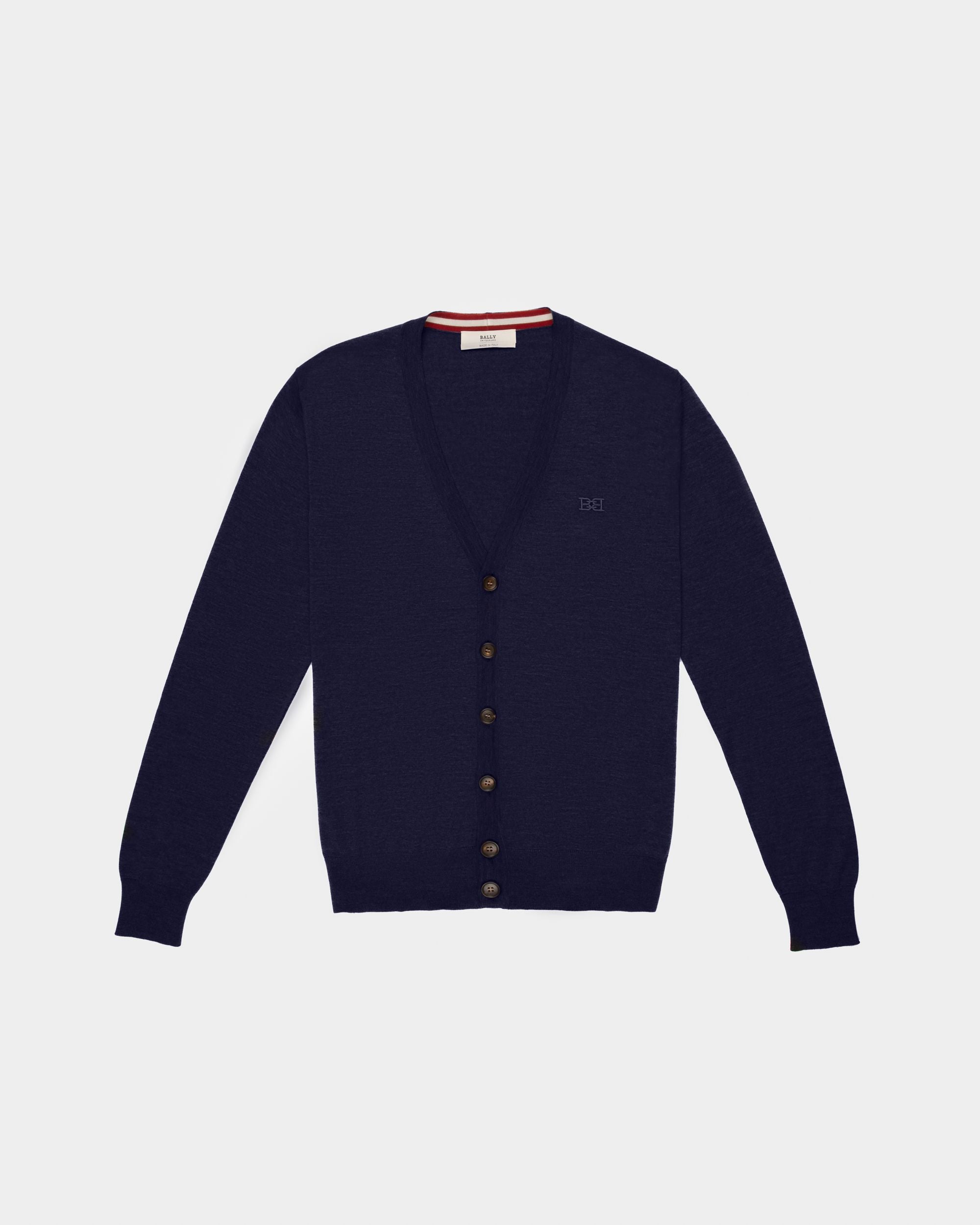 Cárdigan B-Chain Jersey De Lana Merina De Color Azul Marino - Hombre - Bally - 01