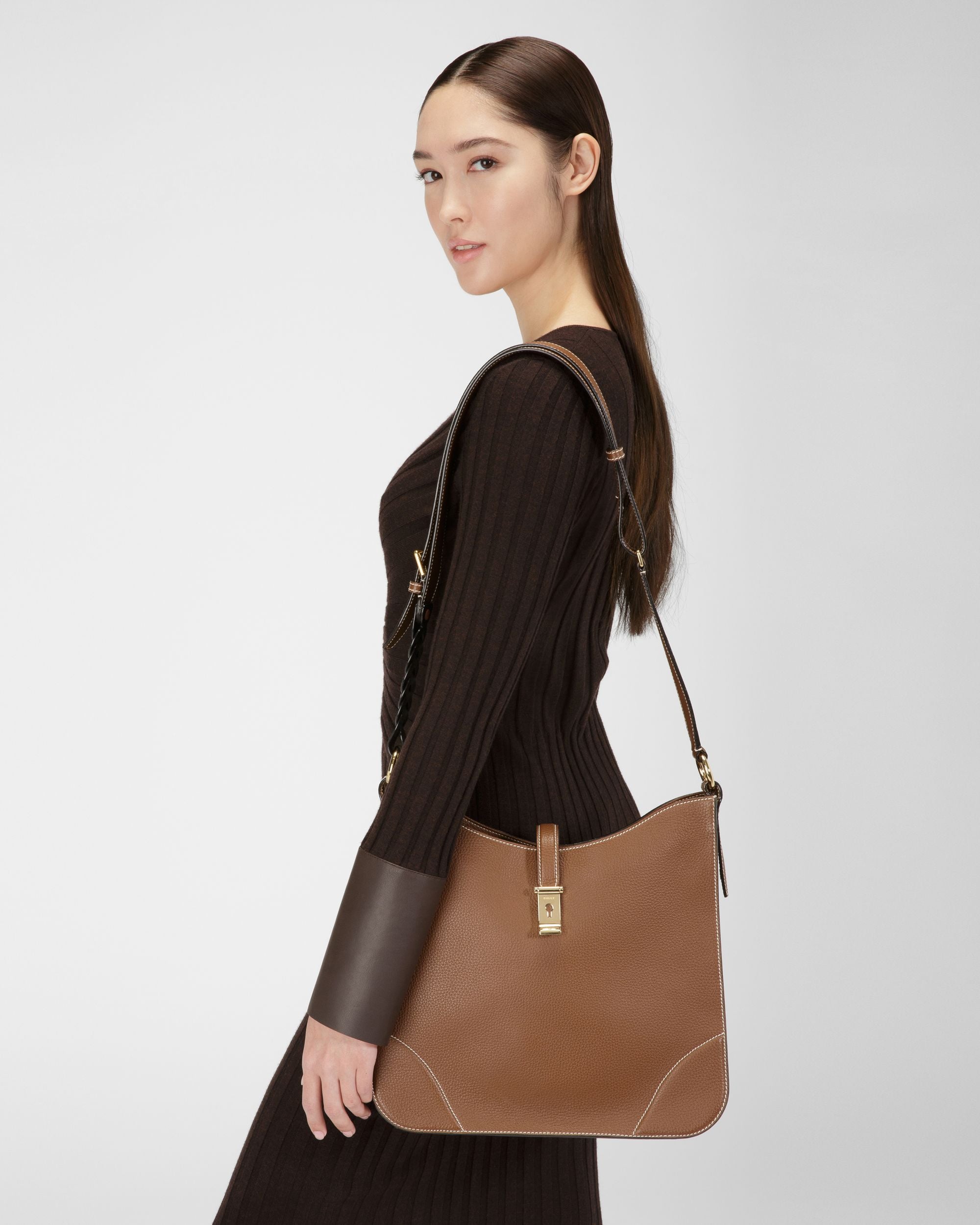 Lavynia Bolso Hobo En Piel Marrón - Mujer - Bally - 01