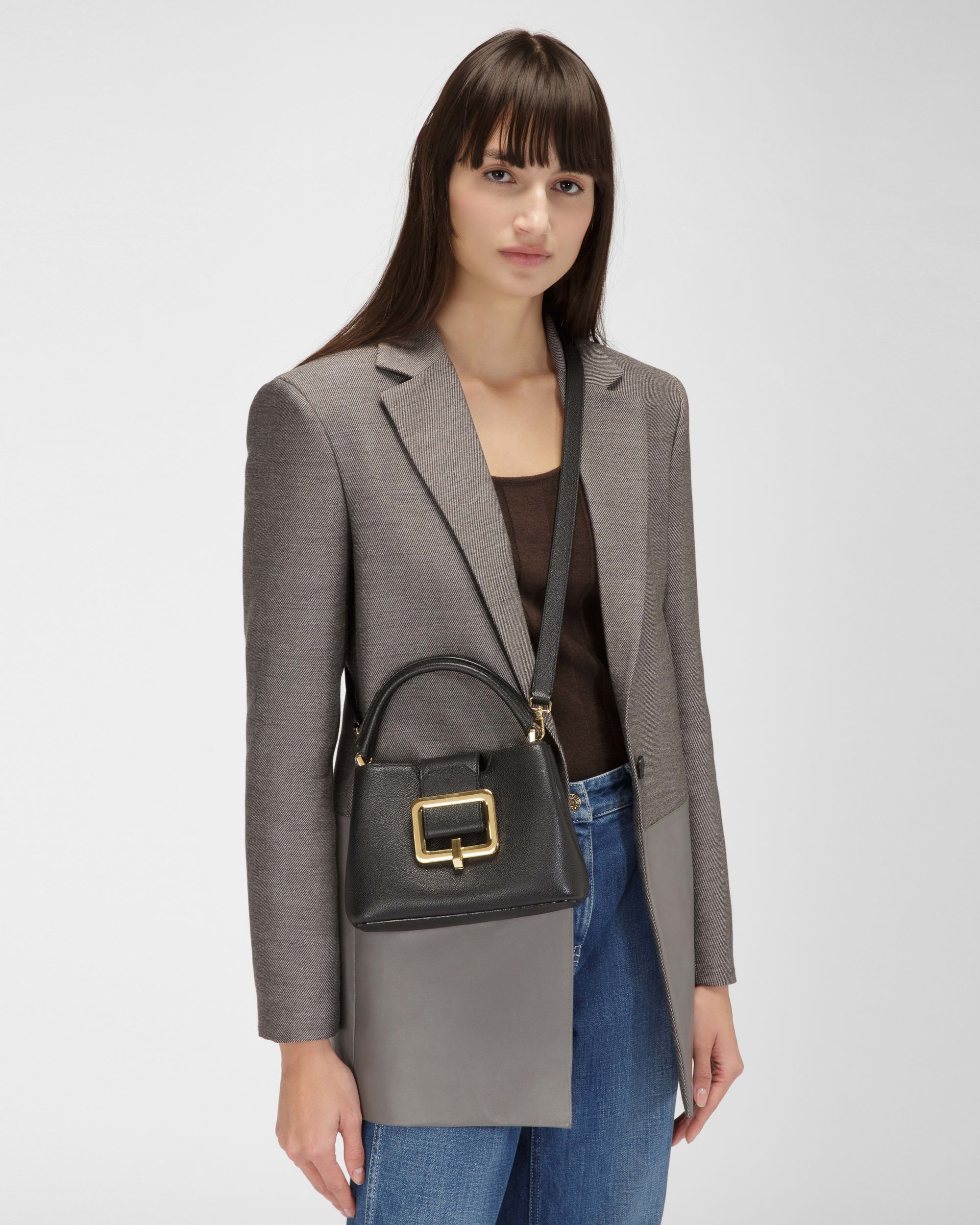 Jorah Small Bolso De Mano En Piel En Color Negro - Mujer - Bally - 02